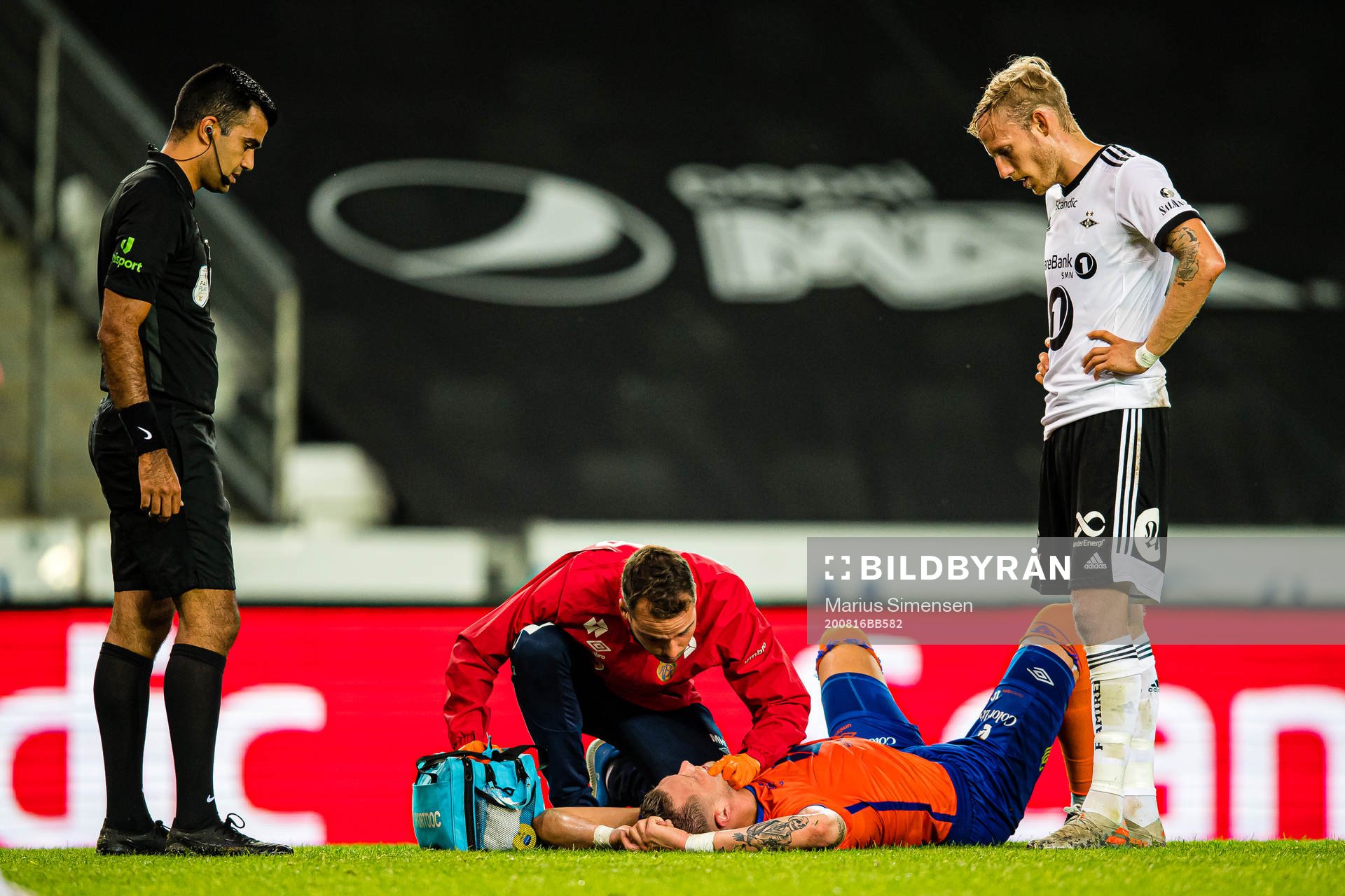 Holmbert Aron Briem Fridjonsson of Aalesund in pain