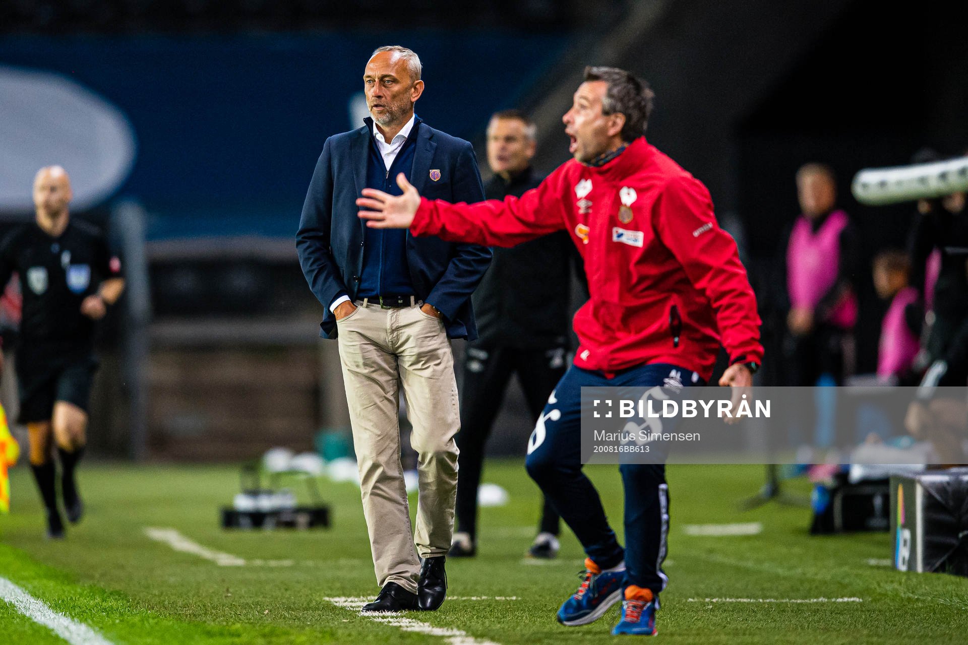 Lars Bohinen, head coach of Aalesund, and Andrea Loberto,