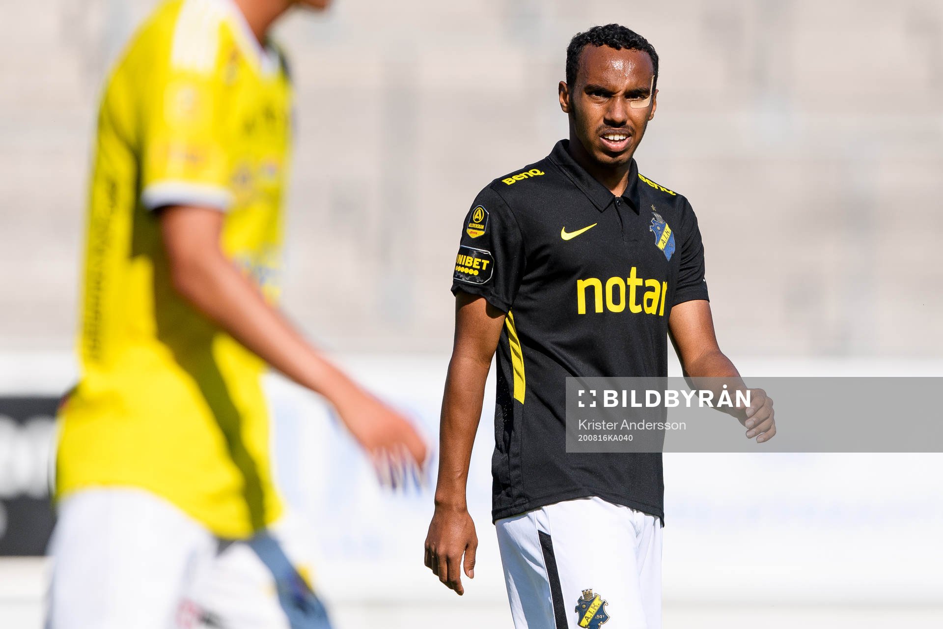 AIK:s Bilal Hussein under fotbollsmatchen i Allsvenskan mellan Falkenberg och AIK den 16 augusti 2020 i Falkenberg.
