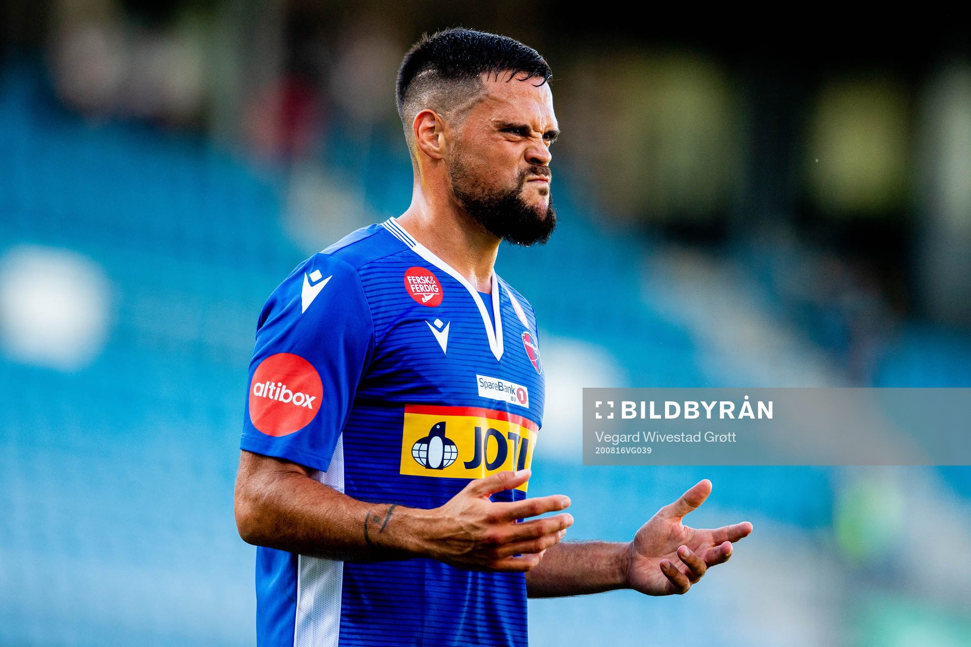 Marcos Vales Gonzalez of Sandefjord during the Eliteserien football match between Sandefjord and Bodø/Glimt on August 16, 2020 in Sandefjord.