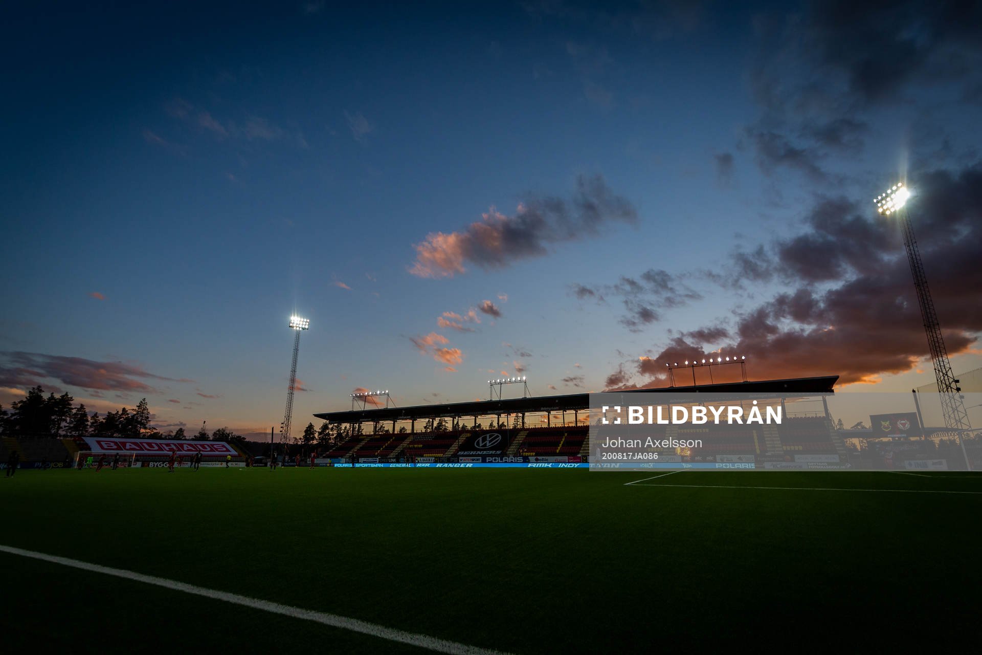 'Jämtkraft Arena interiört under fotbollsmatchen i Allsvenskan mellan Östersund och Kalmar den 17 augusti 2020 i Östersund.