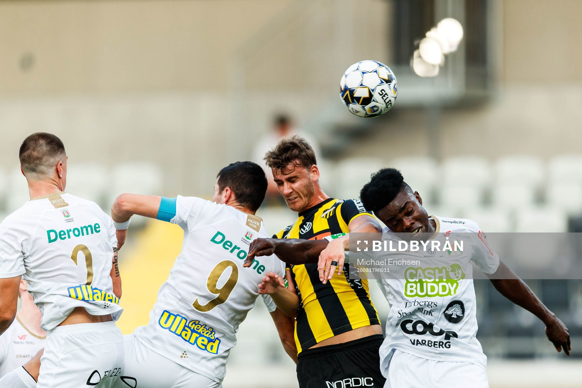 Varbergs Jon Birkfeldt, Astrit Selmani och Gideon Mensah