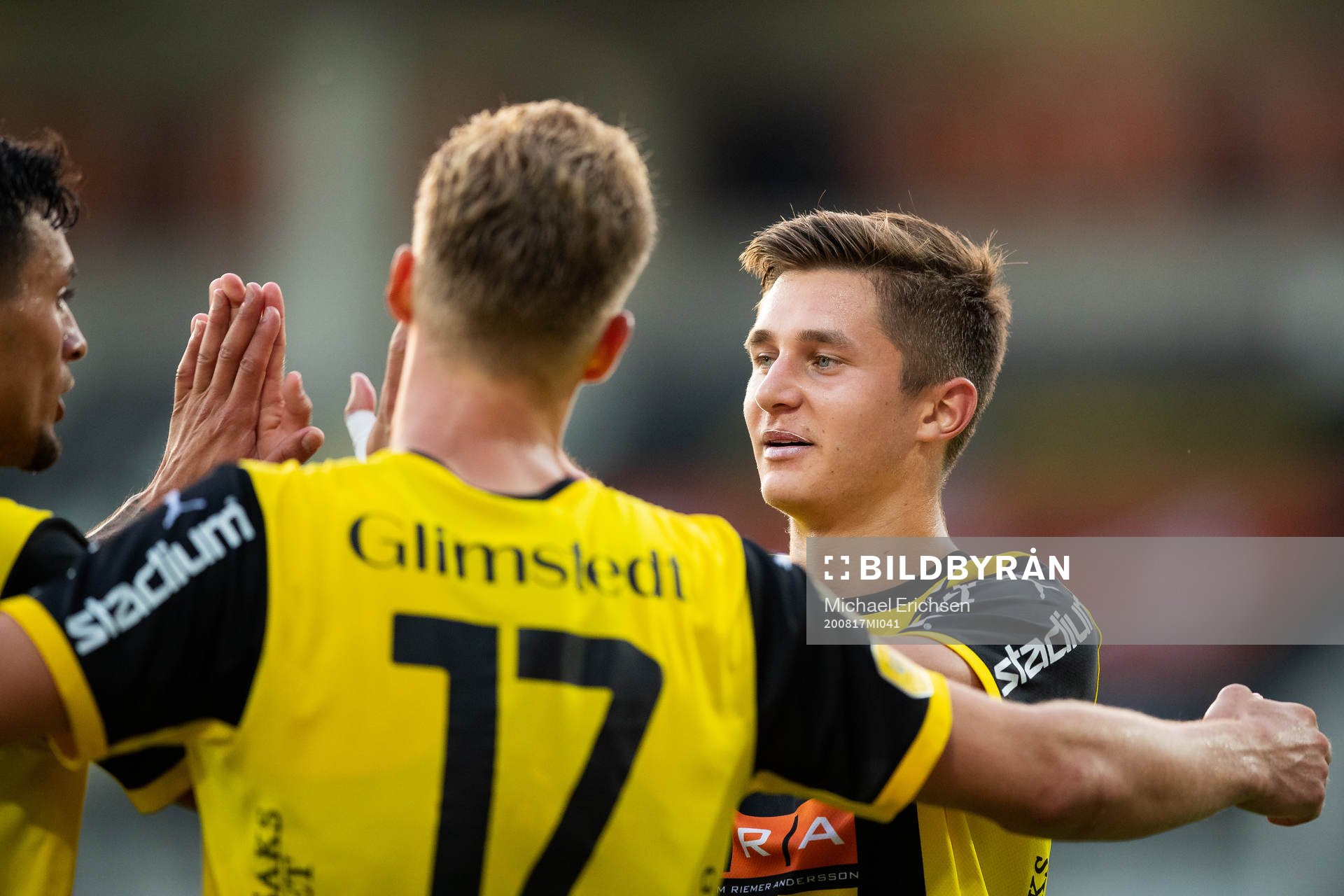 Häckens Leo Bengtsson jublar efter 2-0 under fotbollsmatchen i Allsvenskan mellan Häcken och Varberg den 17 augusti 2020 i Göteborg.