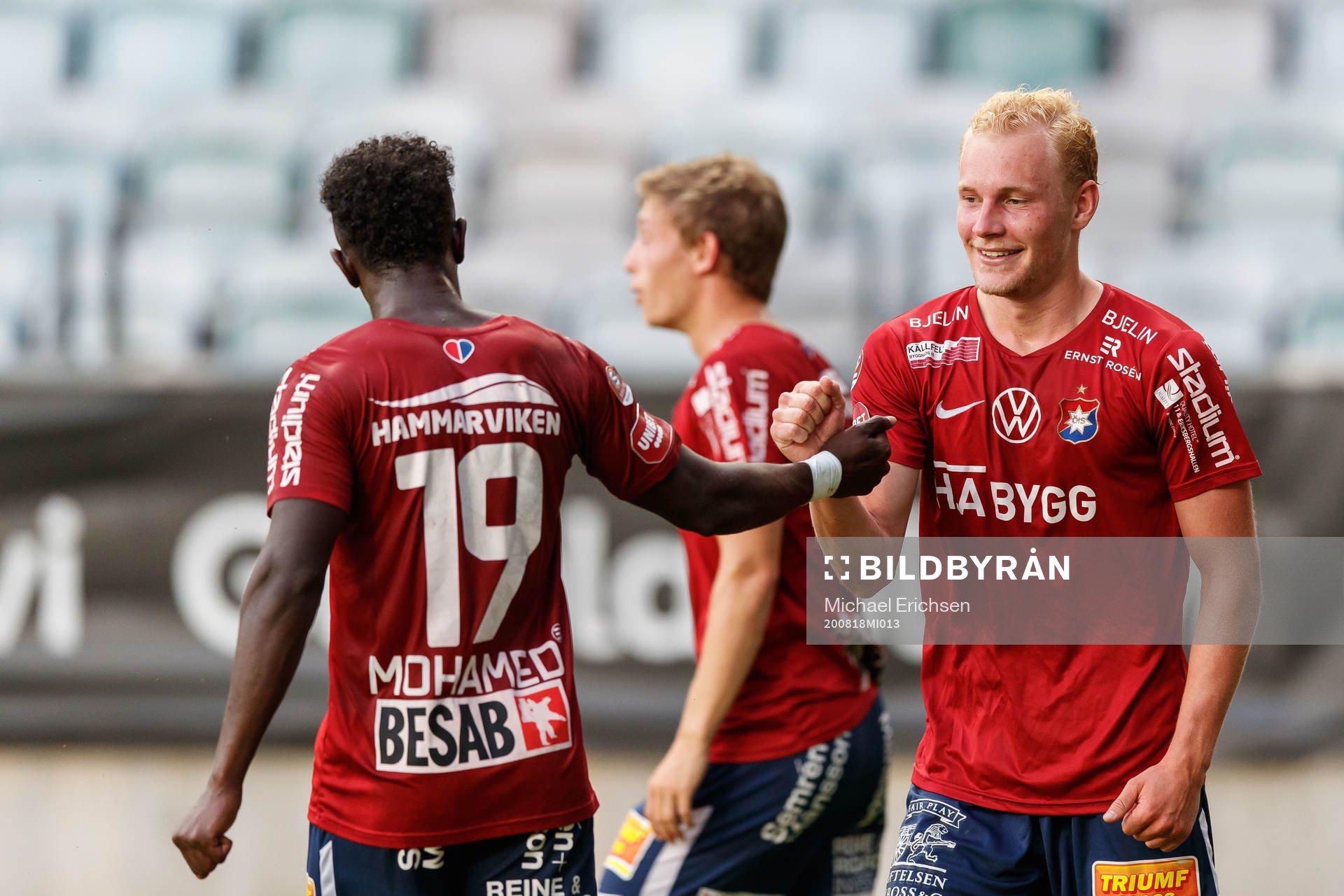 Örgrytes Adam Bergmark Wiberg jublar efter 2-0 under fotbollsmatchen i Superettan mellan Örgryte och Jönköpings Södra den 18 augusti 2020 i Göteborg.