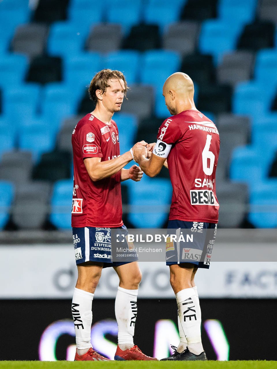 Örgrytes Anton Lans och Hannes Sahlin jublar efter fotbollsmatchen i Superettan mellan Örgryte och Jönköpings Södra den 18 augusti 2020 i Göteborg.