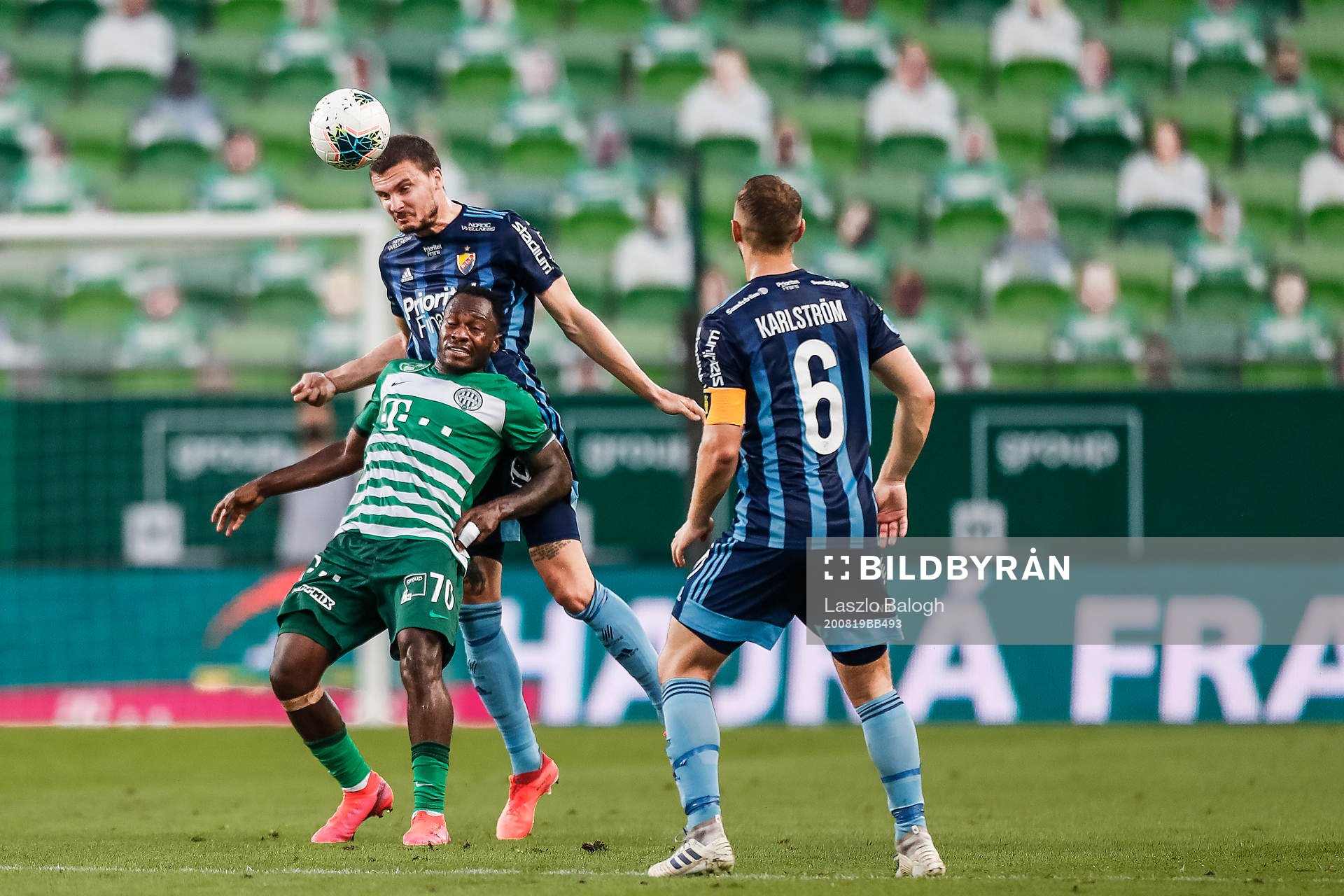 Erik Berg of Djurgården and Franck Boli of Ferencvaros