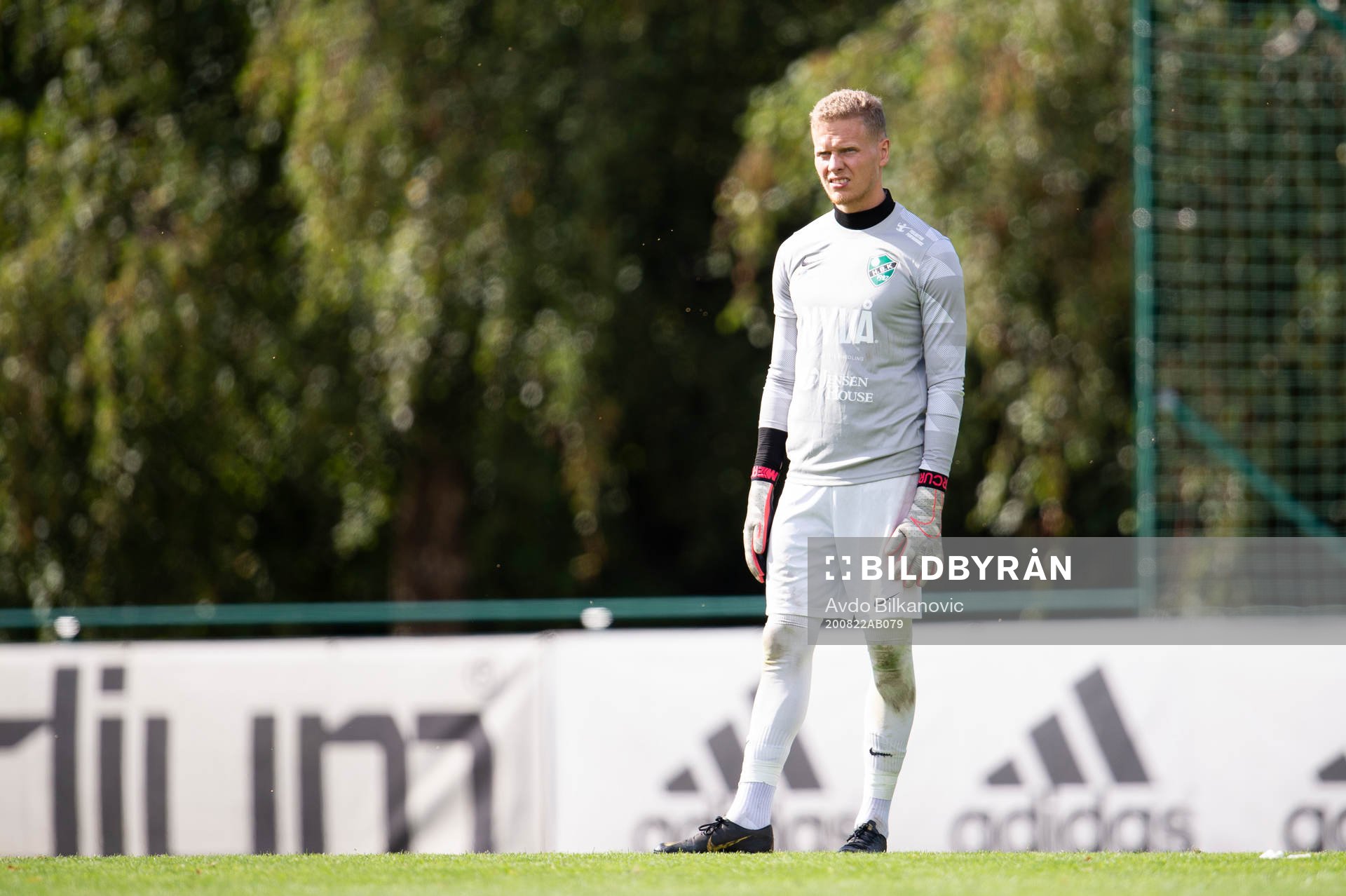 Högaborgs målvakt Marcus Werner Rupprecht under fotbollsmatchen i division 3 Södra Götaland mellan Högaborg och Malmö City den 22 augusti 2020 i Helsingborg.