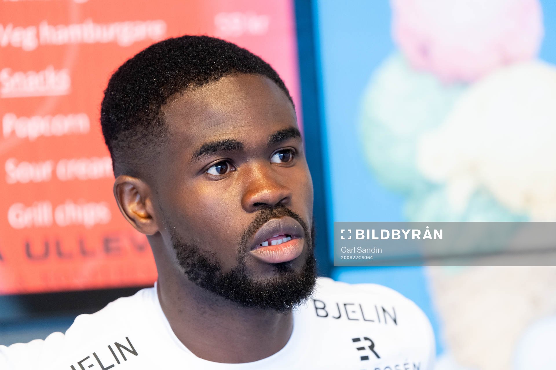 Örgrytes Abdoul Razak blir intervjuad efter fotbollsmatchen i Superettan  mellan GAIS och Örgryte den 22 augusti 2020 i Göteborg.