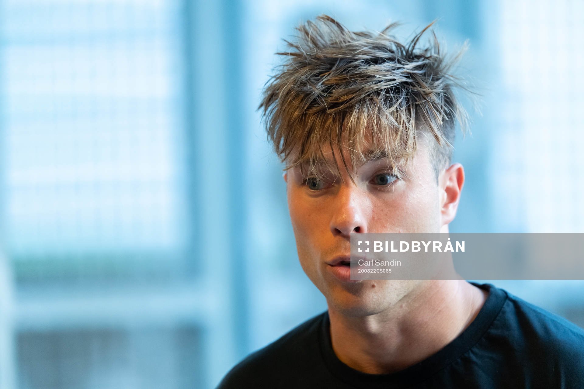GAIS Nikola Ladan blir intervjuad efter fotbollsmatchen i Superettan  mellan GAIS och Örgryte den 22 augusti 2020 i Göteborg.