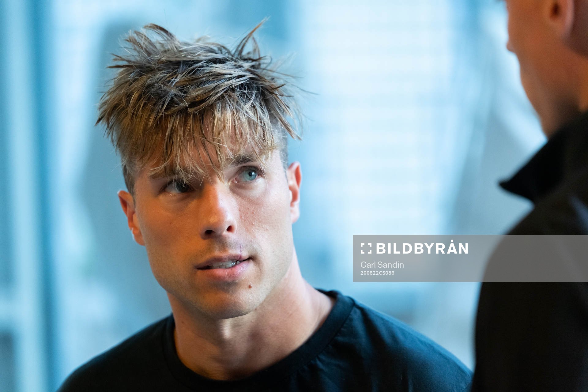 GAIS Nikola Ladan blir intervjuad efter fotbollsmatchen i Superettan  mellan GAIS och Örgryte den 22 augusti 2020 i Göteborg.