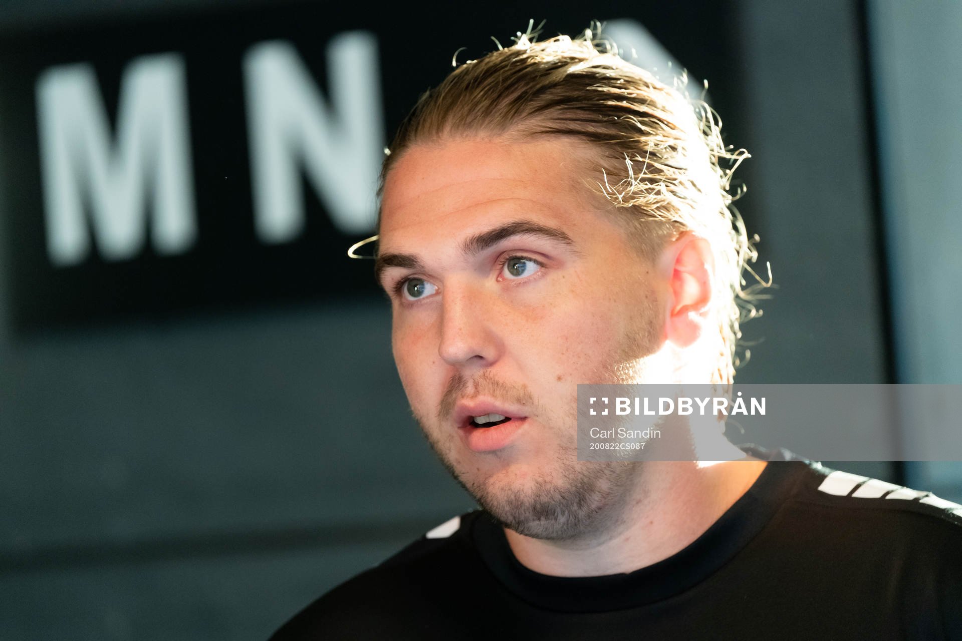 GAIS Charlie Weberg blir intervjuad efter fotbollsmatchen i Superettan  mellan GAIS och Örgryte den 22 augusti 2020 i Göteborg.