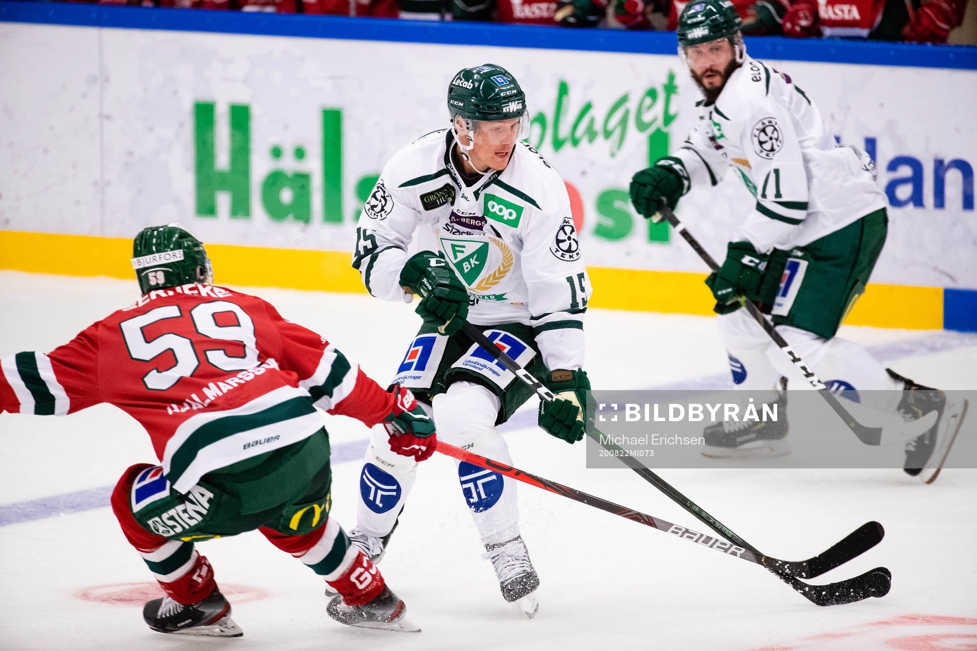 Färjestads Gustav Rydahl mot Frölundas Simon Hjalmarsson