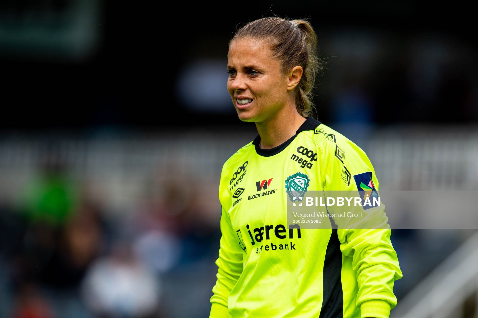 Goalkeeper Adelaide Gay of Klepp during the Toppserien football match between Sandviken and Klepp on August 22, 2020 in Bergen.