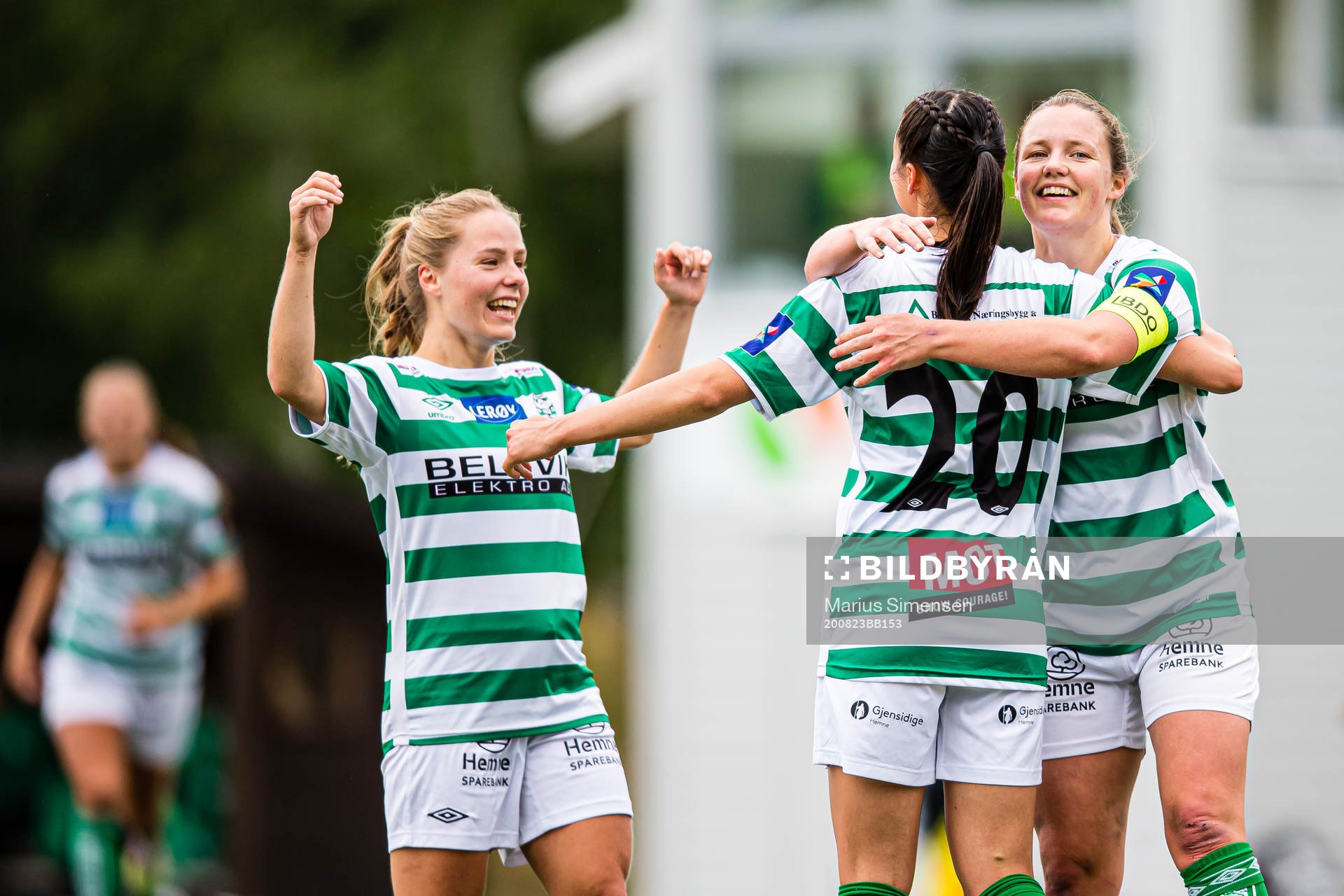 Sara Kristine Bantan Eggesvik of KIL/Hemne celebrates after scoring the 2-0 goal during the 1. divison football match between KIL/Hemne and Fart on August 23, 2020 in Kyrksæterøra.