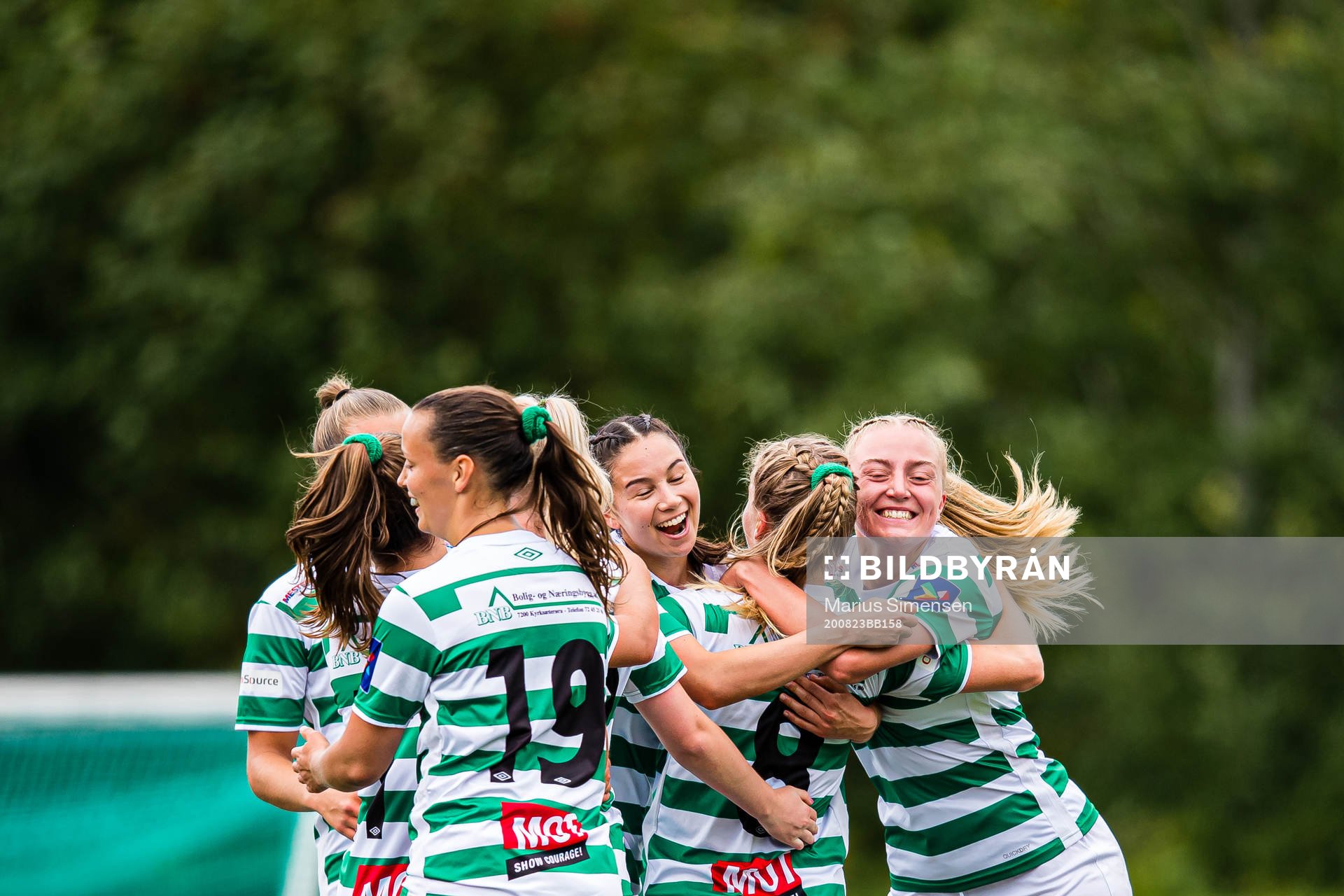 Sara Margrethe Hoftun Bjerksæter of KIL/Hemne celebrates after scoring the 3-0 goal during the 1. divison football match between KIL/Hemne and Fart on August 23, 2020 in Kyrksæterøra.