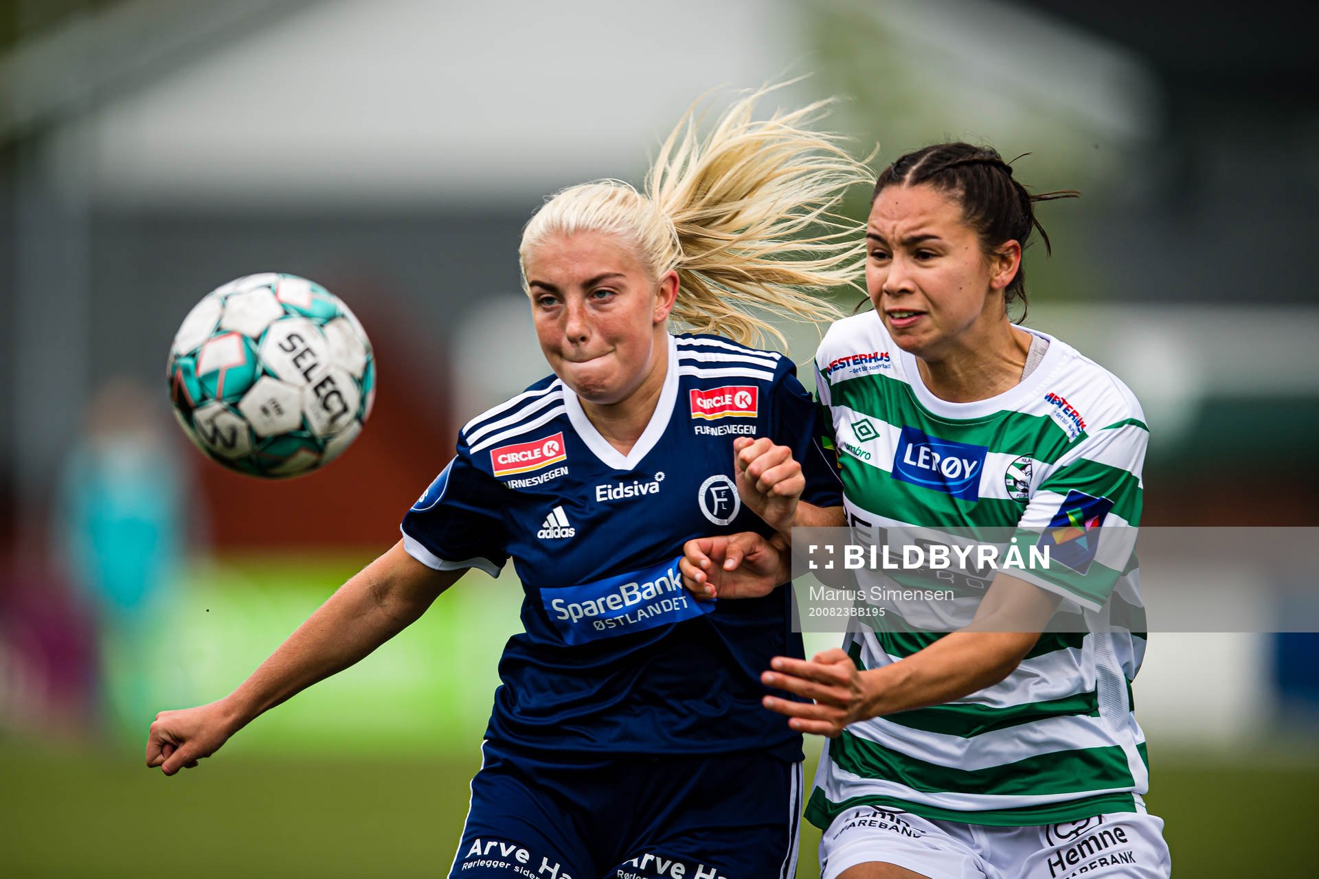 Ingrid Sandviken of Fart and Sara Kristine Bantan Eggesvik of KIL/Hemne during the 1. divison football match between KIL/Hemne and Fart on August 23, 2020 in Kyrksæterøra.