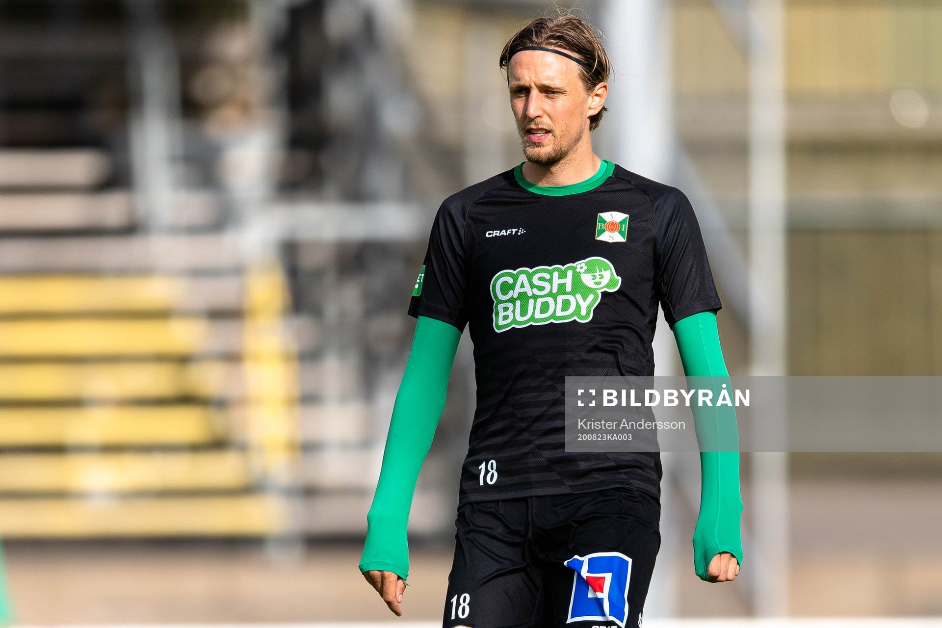 Varbergs Joakim Lindner före fotbollsmatchen i Allsvenskan