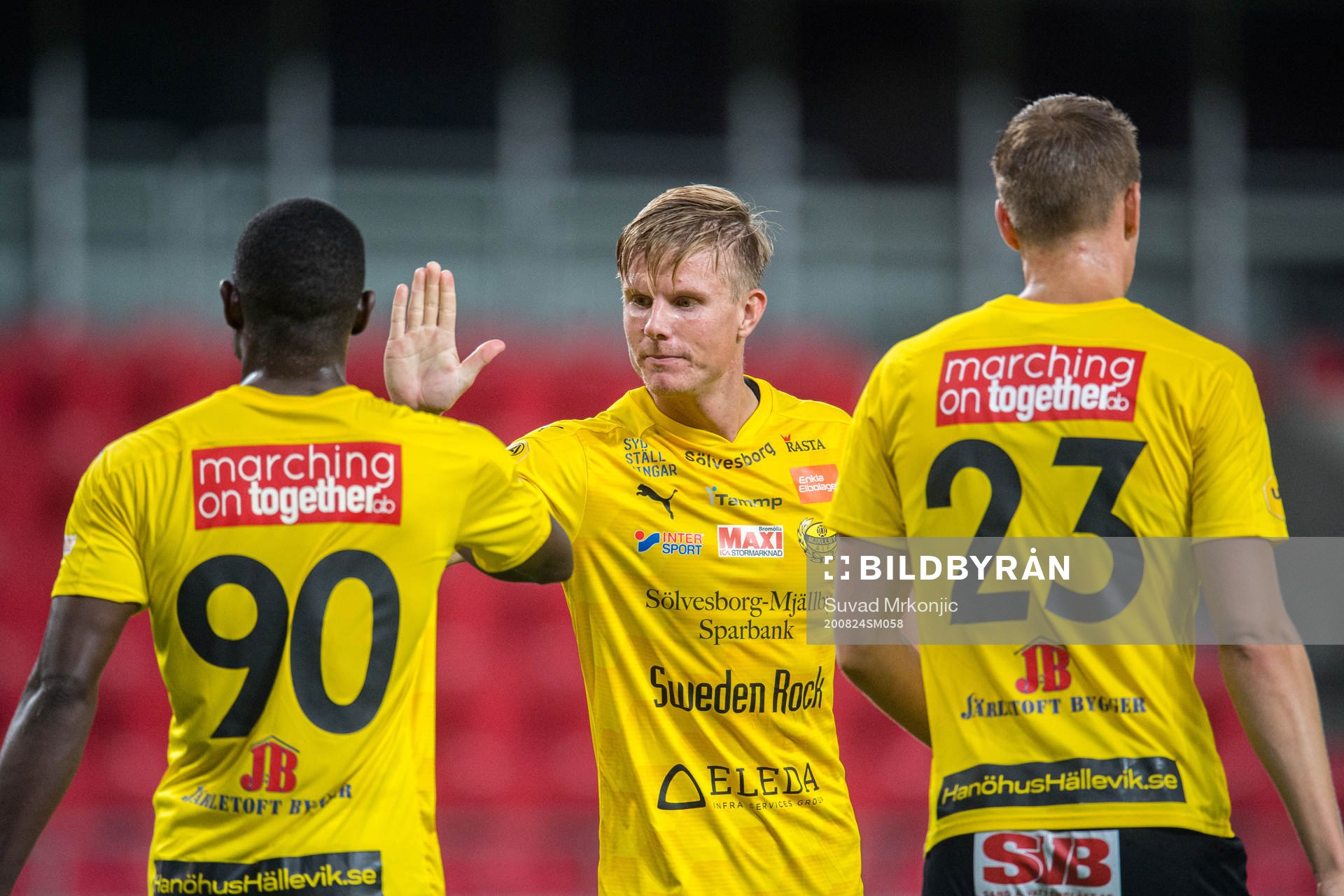Mjällbys Moses Ogbu, Eric Björkander och Jesper Löfgren