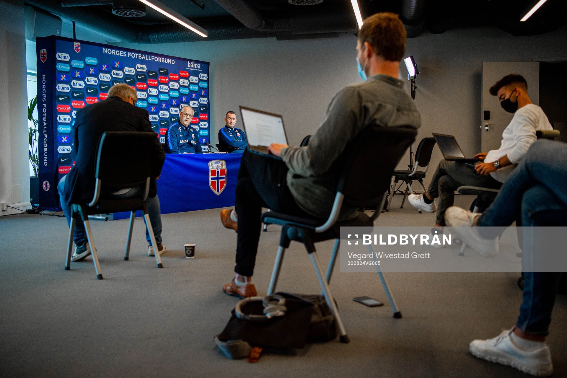 Lars Lagerbäck, head coach of Norway, and Per Joar Hansen,