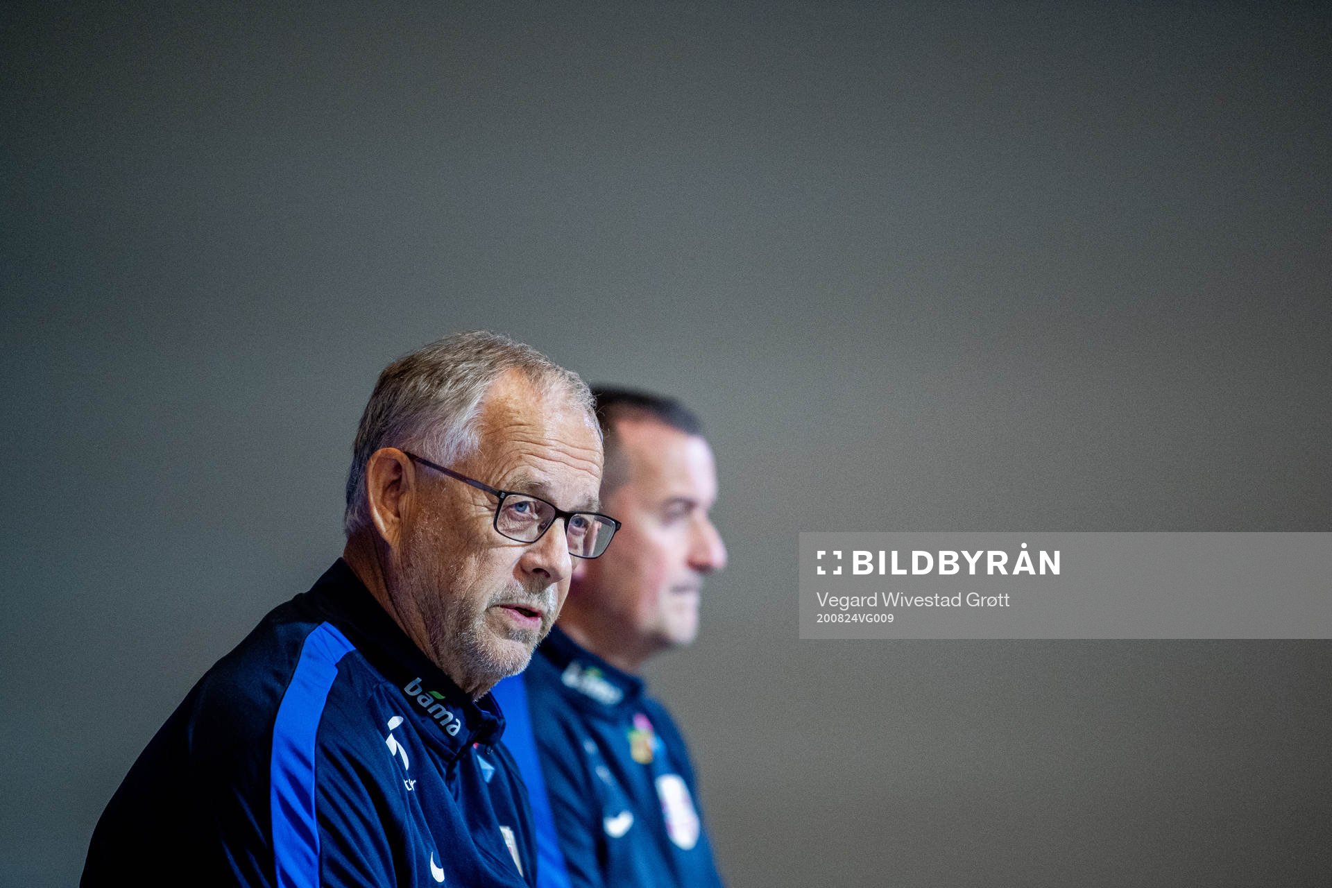 Lars Lagerbäck, head coach of Norway, and Per Joar Hansen,