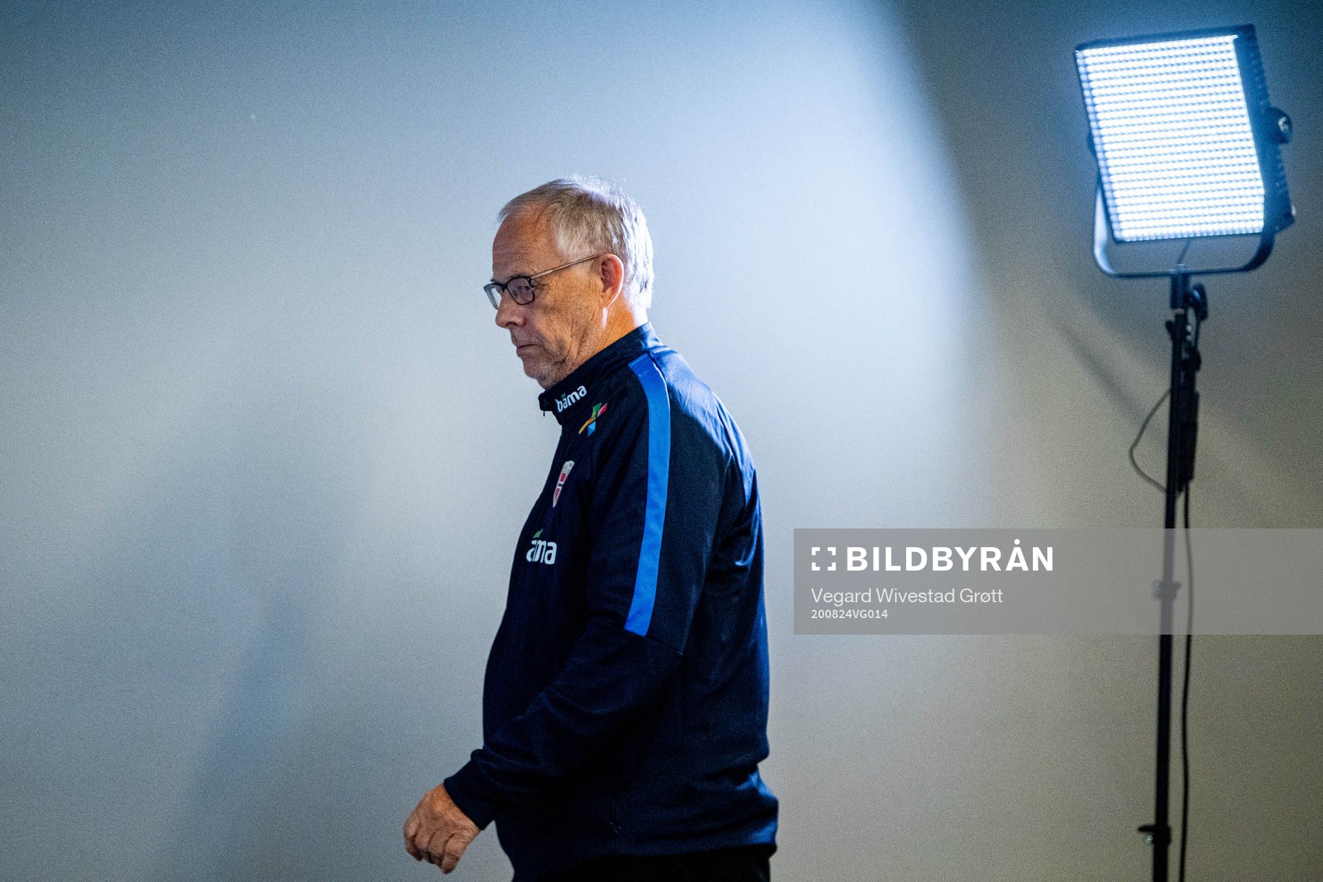 Lars Lagerbäck, head coach of Norway, presents the team