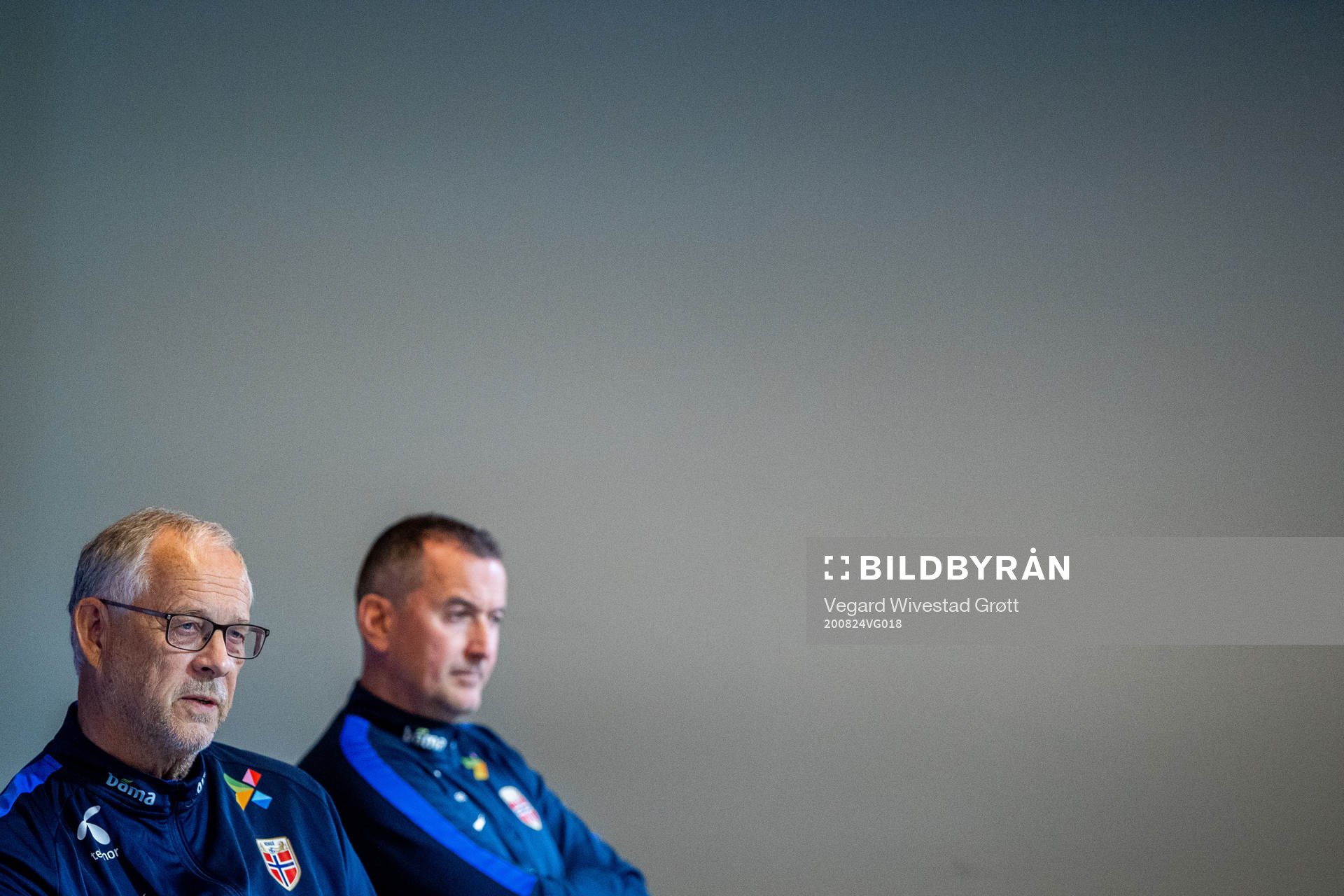 Lars Lagerbäck, head coach of Norway, and Per Joar Hansen,