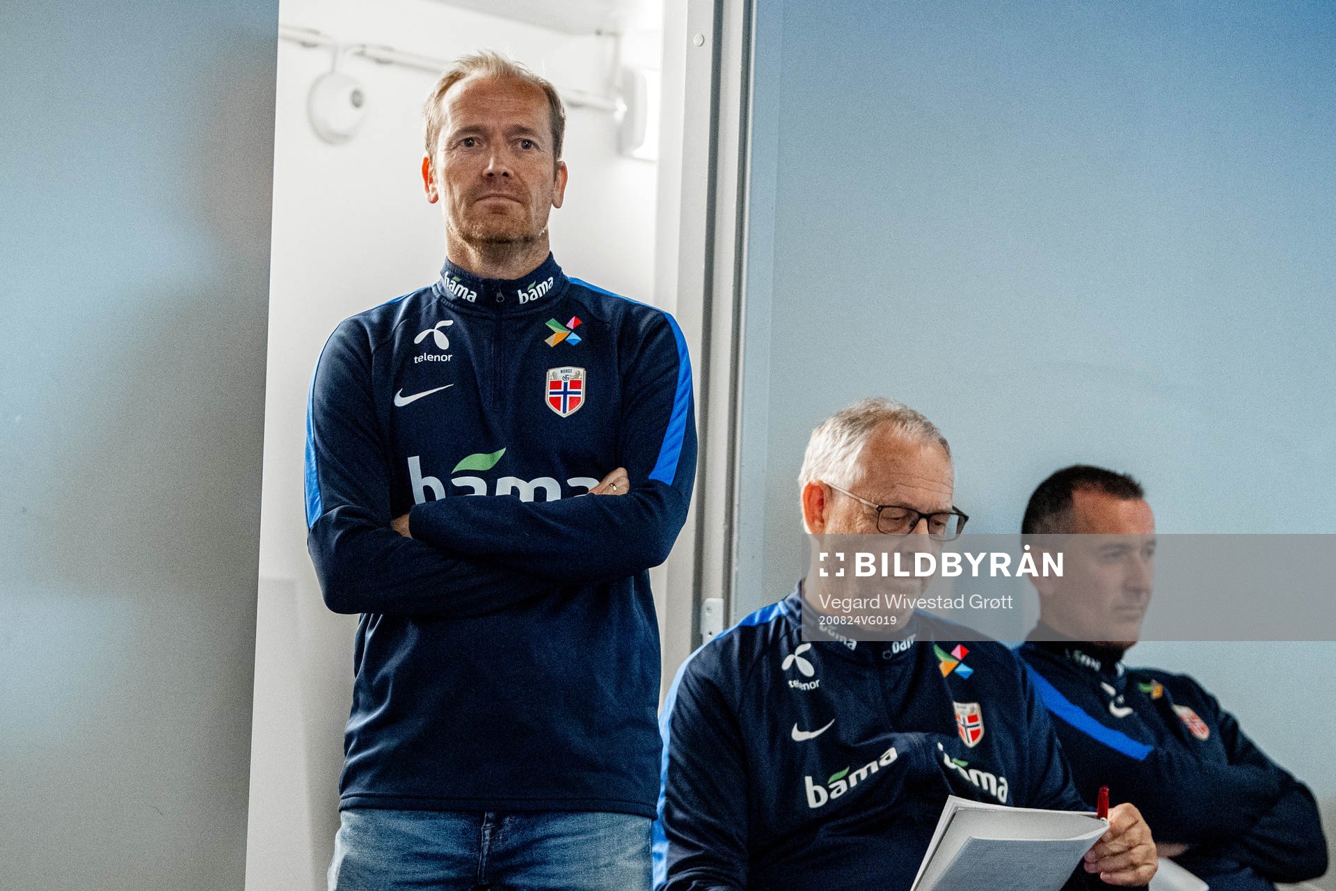 Svein Graff, head coach Lars Lagerbäck and assistant coach