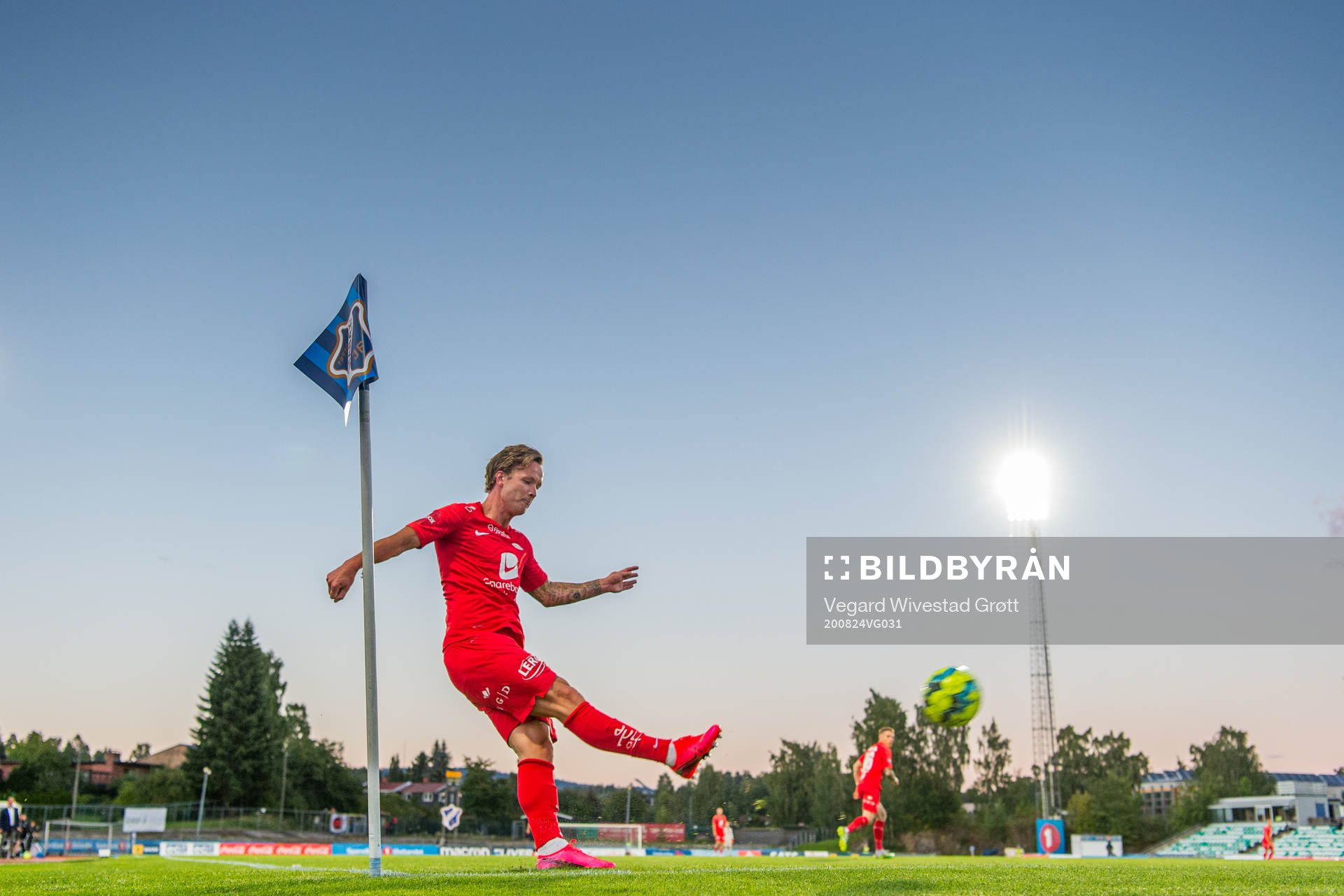Fredrik Haugen of Brann with a corner kick