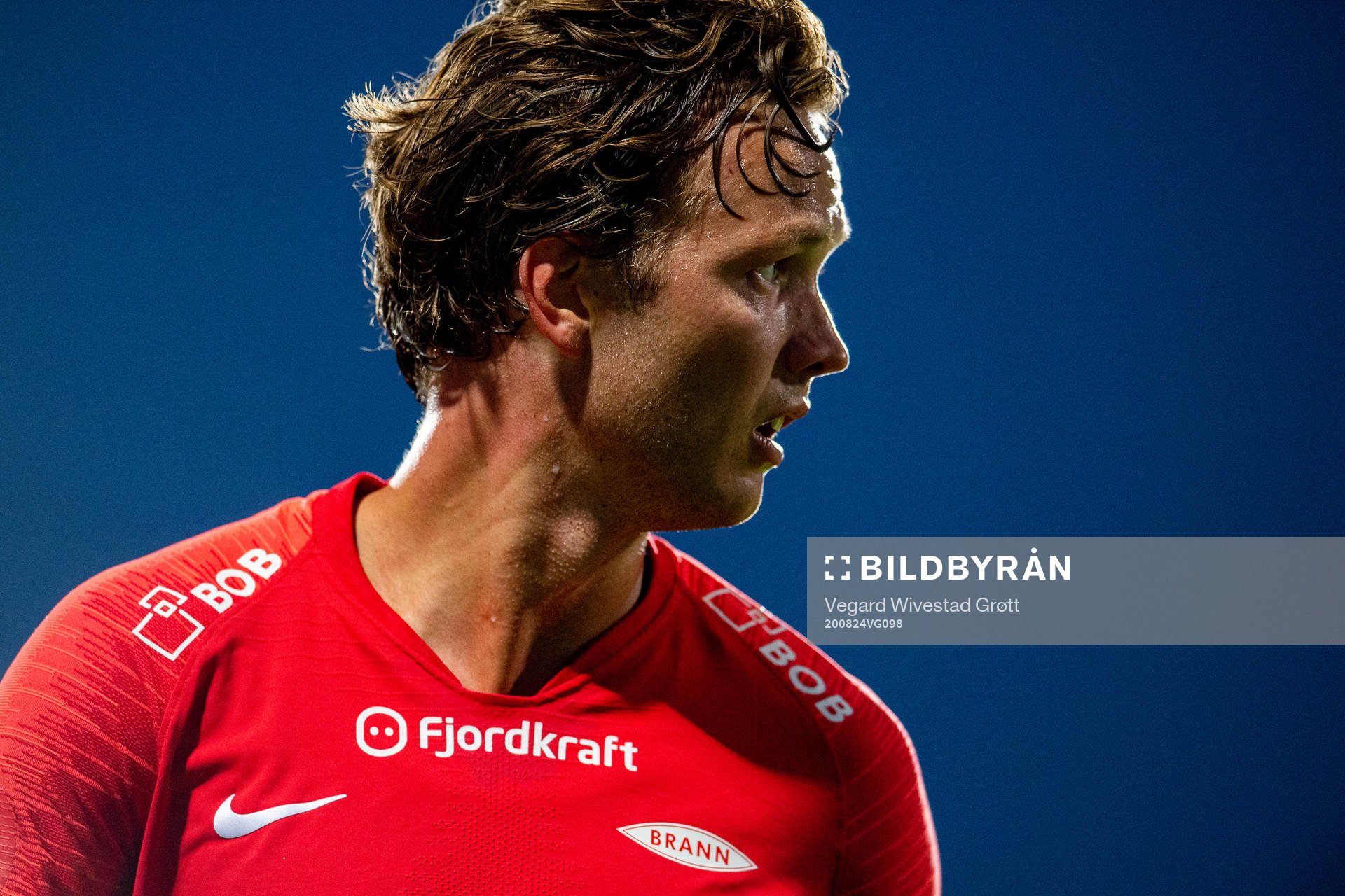 Fredrik Haugen of Brann during the Eliteserien football match between Stabæk and Brann on August 24, 2020 in Bekkestua.