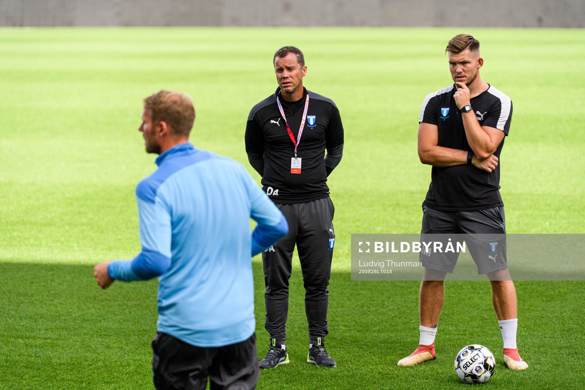 Daniel Andersson, manager and Jamie Mackay, physical