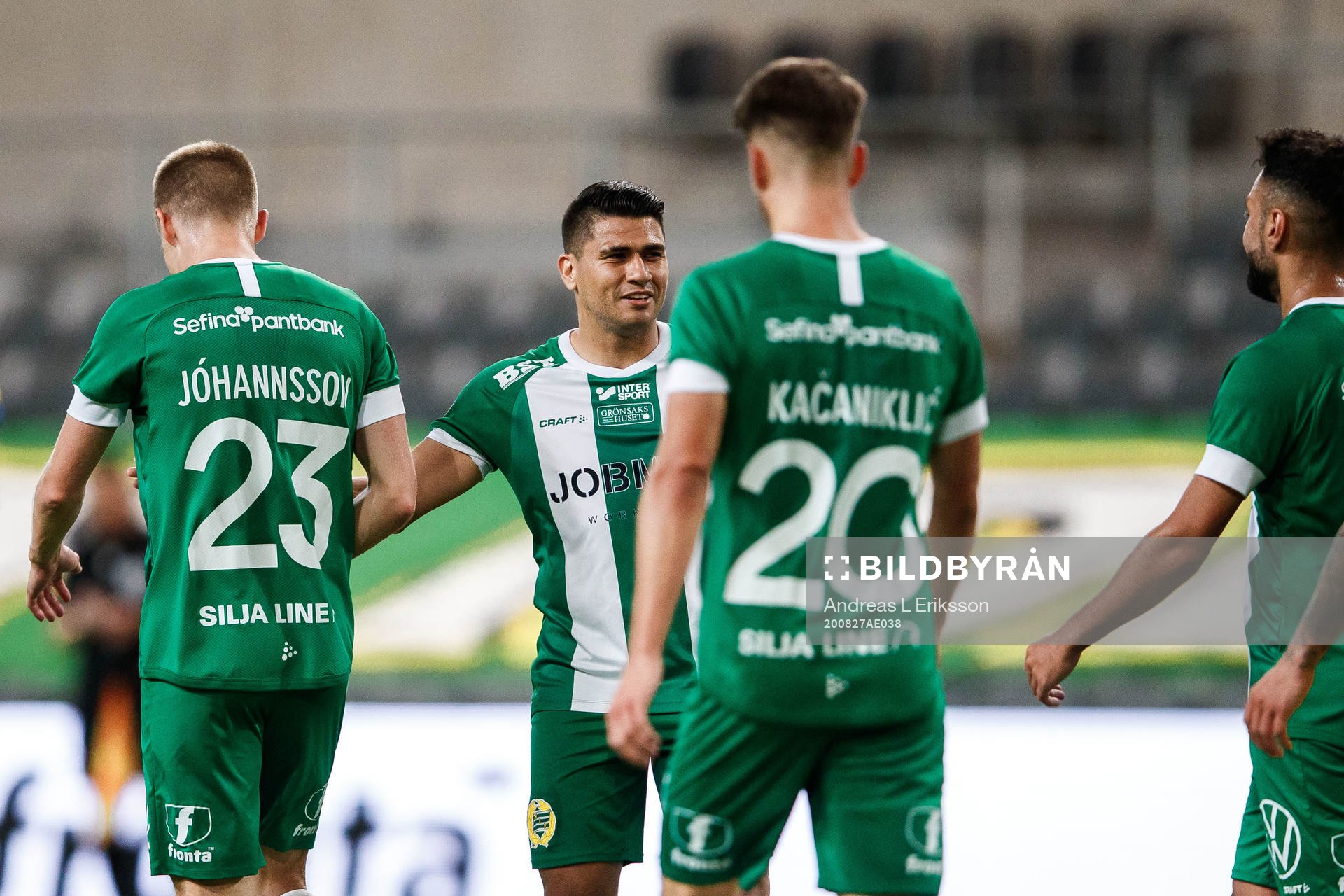 Paulinho of Hammarby celebrate with teammates
