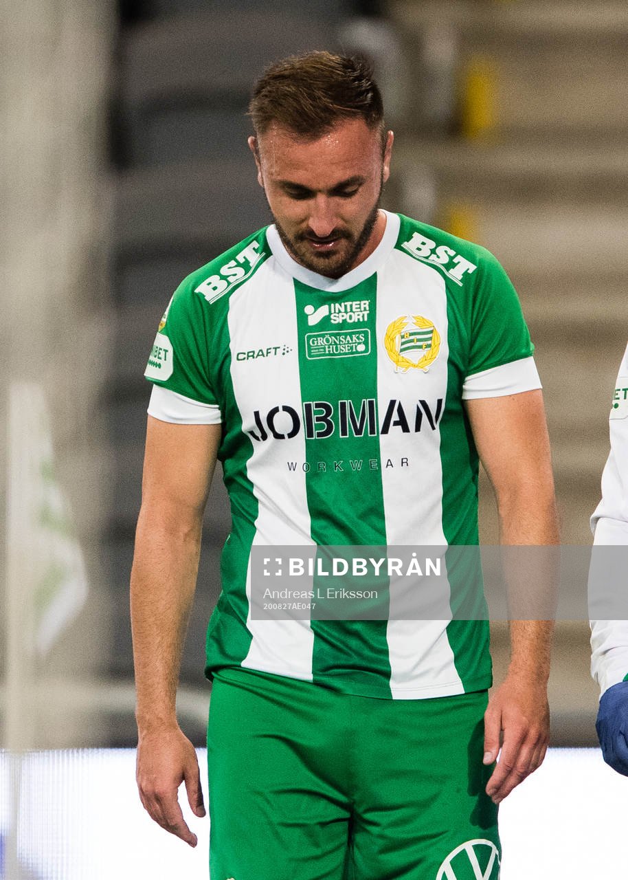 Muamer Tankovic of Hammarby leaves the pitch