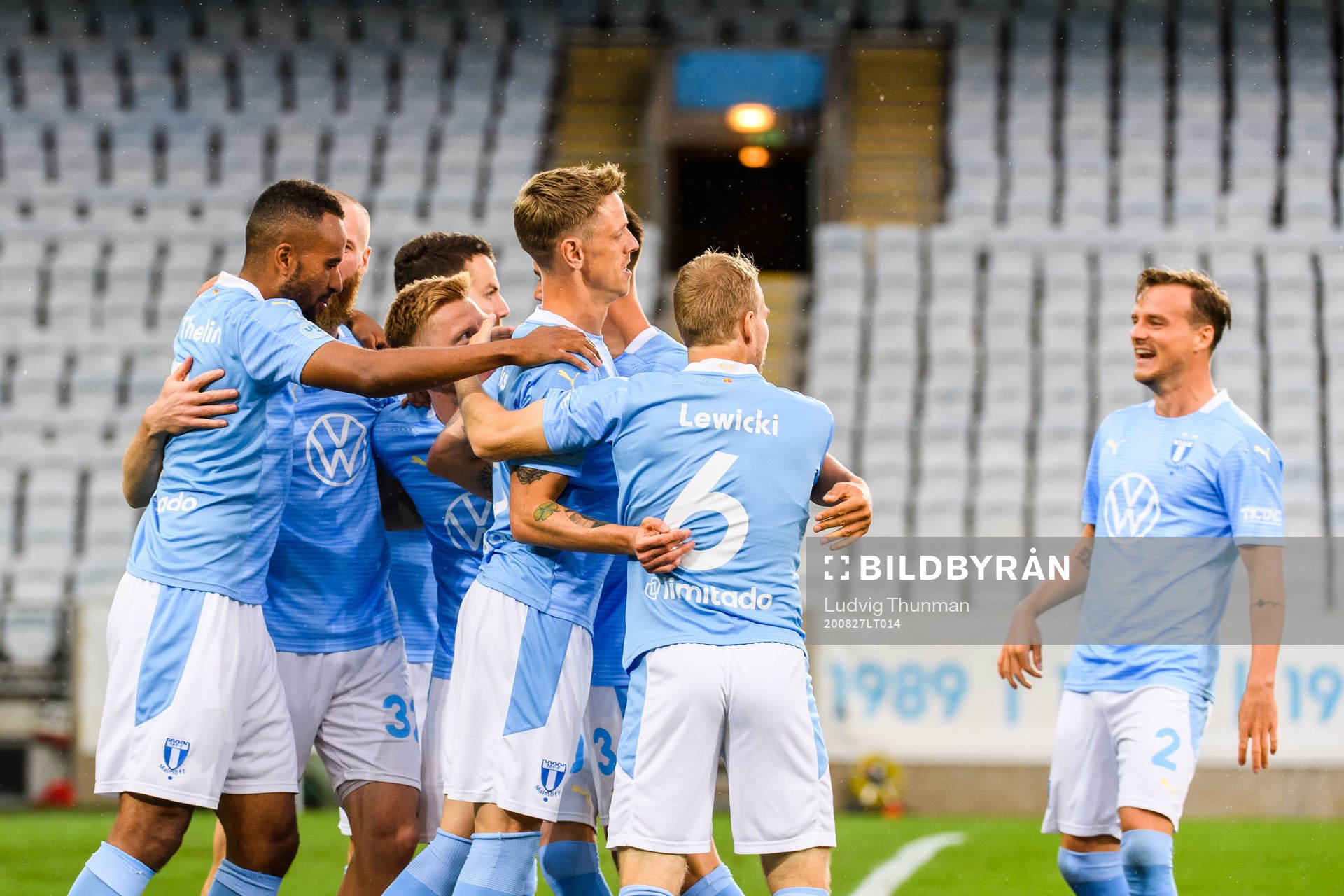 Jo Inge Berget of Malmö FF celebrate with teammates