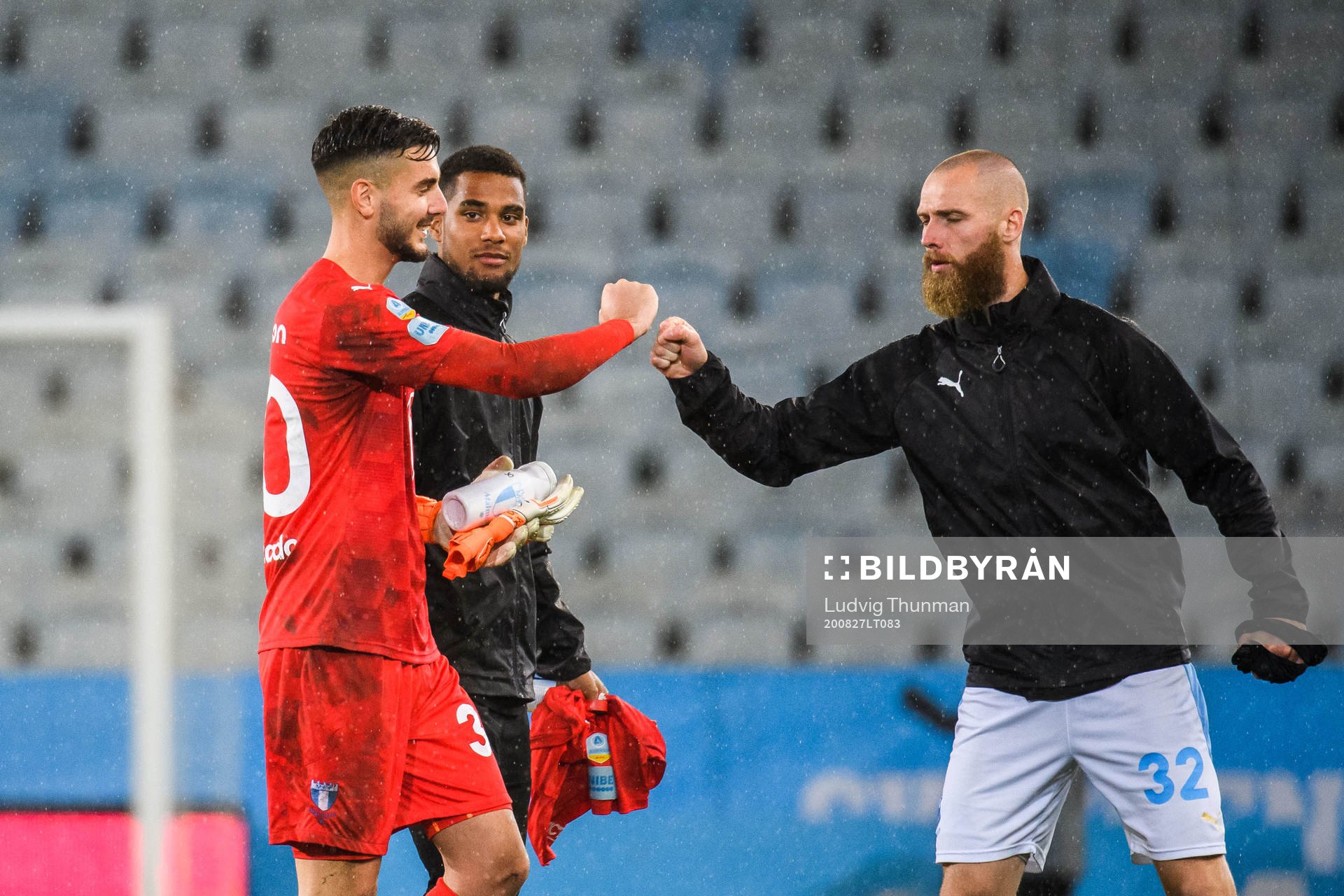 Goalkeeper Marko Johansson celebrate with Jo Inge Berget of