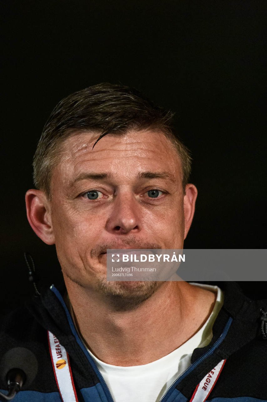 Jon Dahl Tomasson, head coach of Malmö FF at the press conference after the UEFA Europa League qualifying match between Malmö FF and Cracovia Krakow on August 27, 2020 in Malmö.