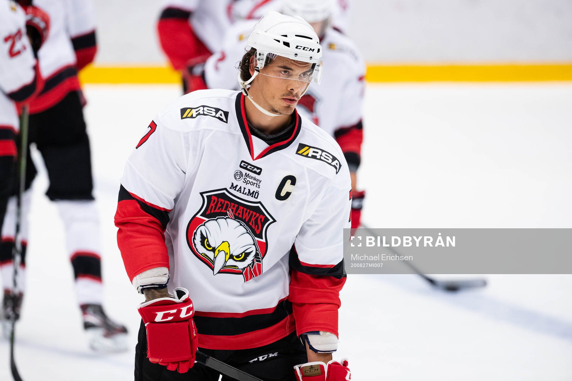 Malmö Redhawks Oliver Lauridsen på uppvärmningen innan