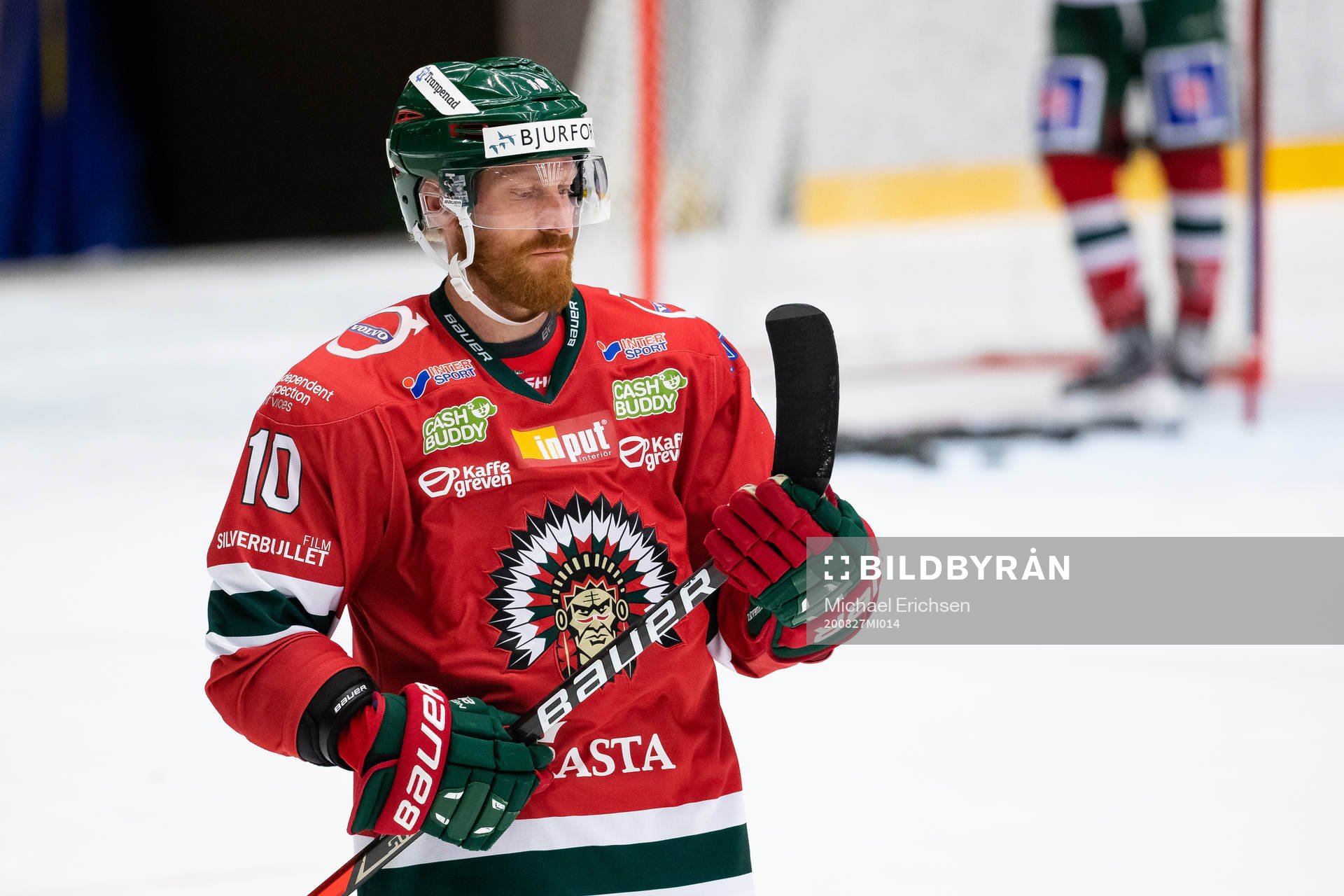 Frölundas Jens Olsson på uppvärmningen innan