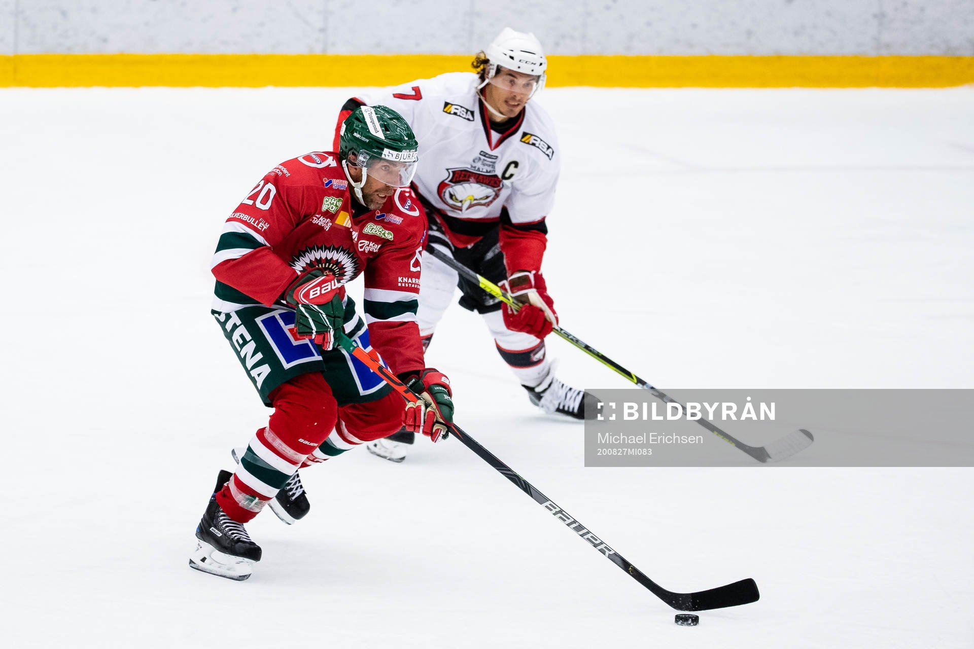 Frölundas Joel Lundqvist och Malmö Redhawks Oliver