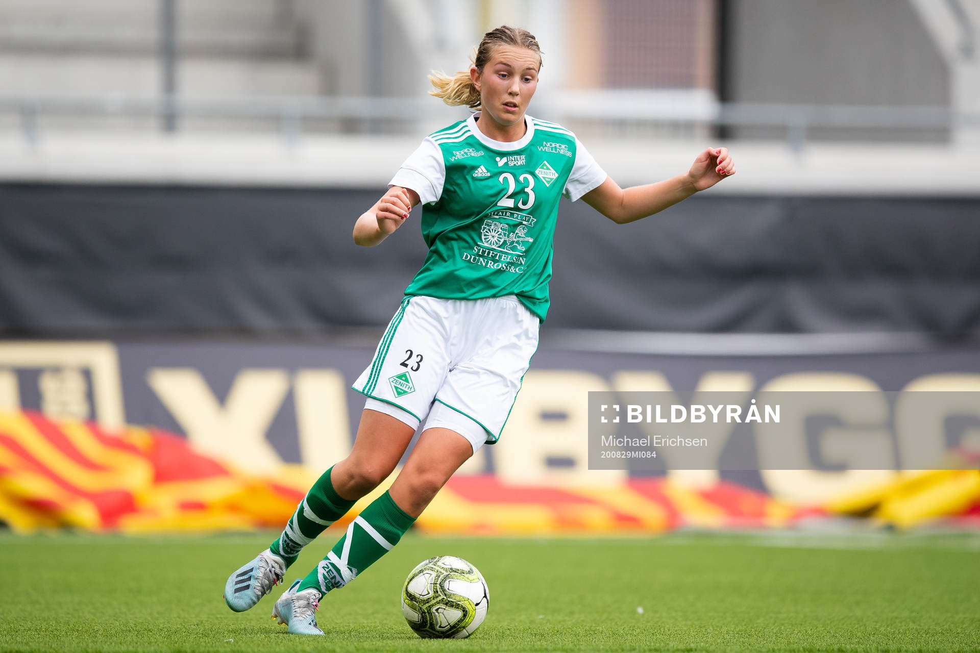 Zeniths Sophia Kellström under fotbollsmatchen Division 2 mellan Häcken och Zenith den 29 augusti 2020 i Göteborg.