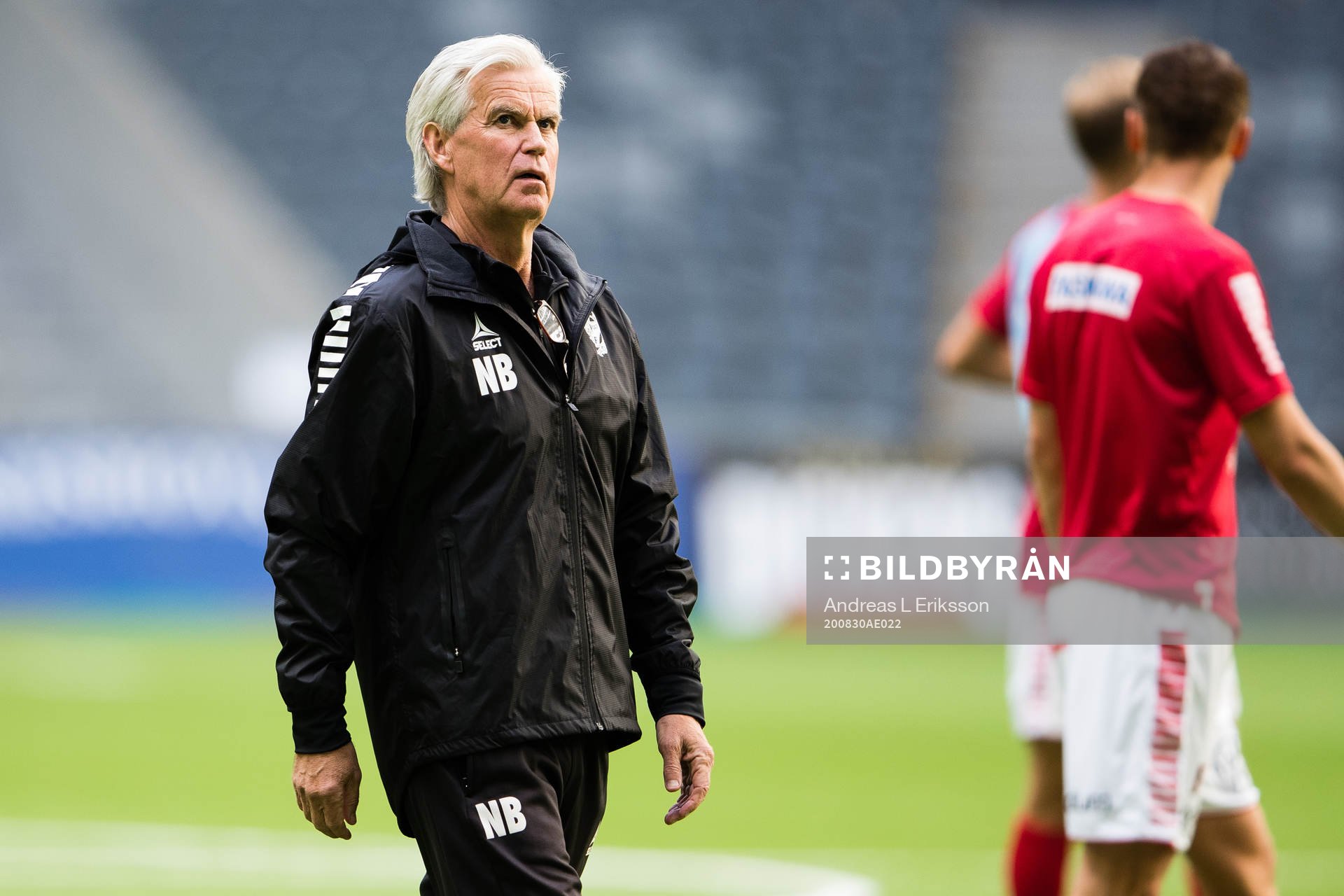 Kalmars tränare Nanne Bergstrand innan fotbollsmatchen i