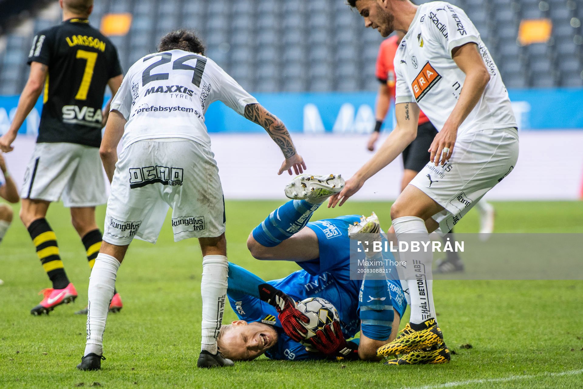 Häckens målvakt Pontus Dahlberg under fotbollsmatchen i Allsvenskan mellan AIK och Häcken den 30 augusti 2020 i Stockholm.