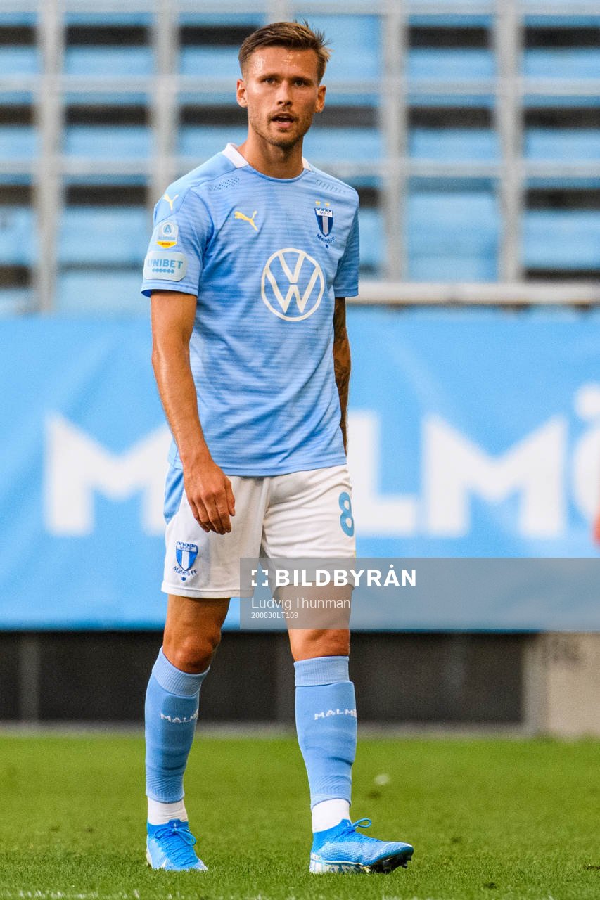 Malmö FFs Arnór Traustason efter fotbollsmatchen i Allsvenskan mellan Malmö FF och Elfsborg den 30 augusti 2020 i Malmö.