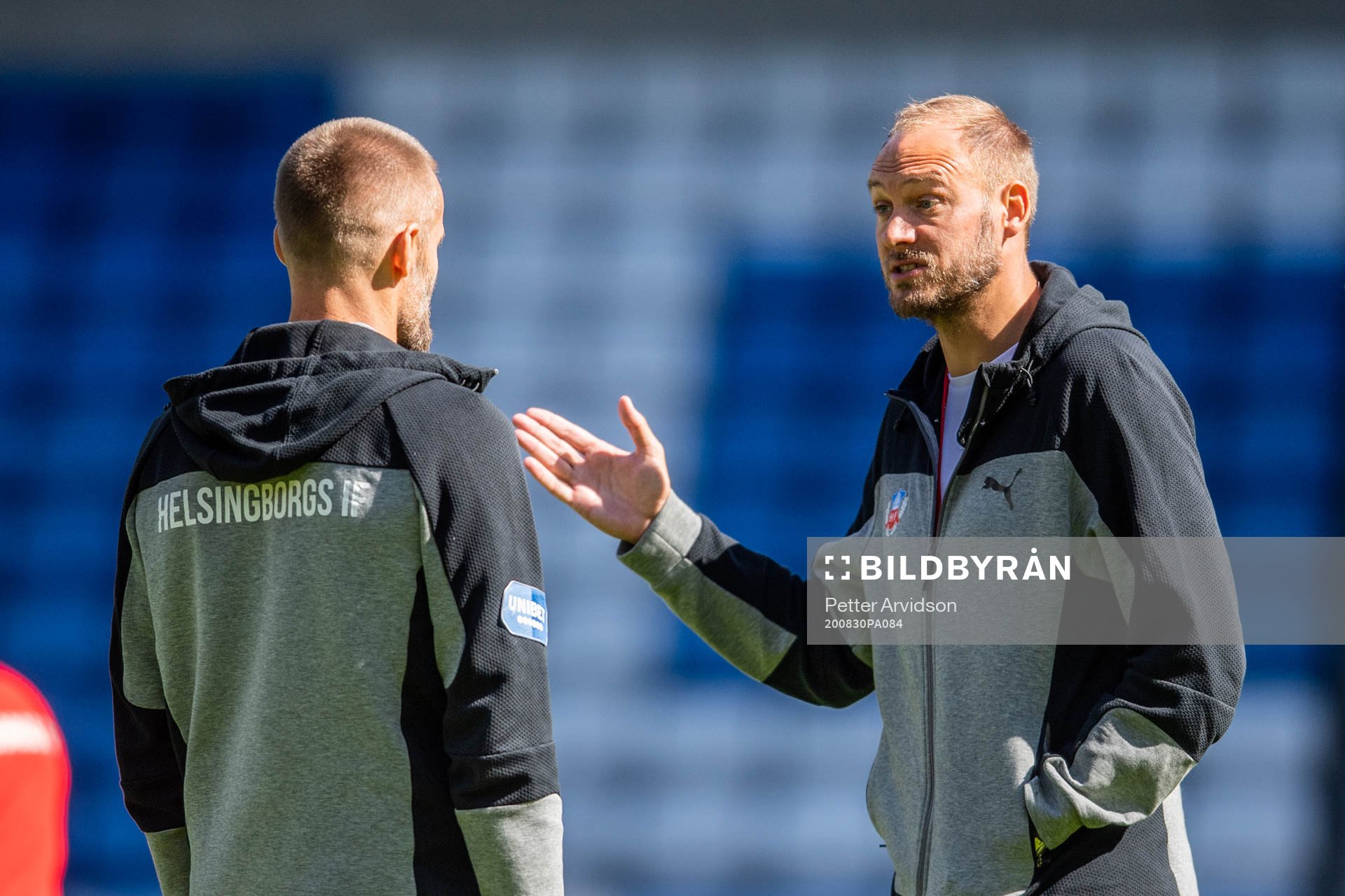 Helsingborgs tränare Olof Mellberg (v) och Andreas