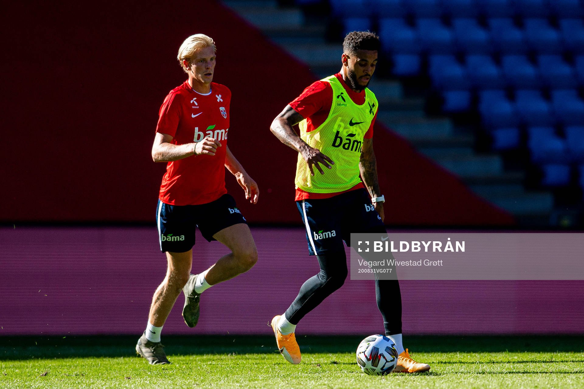 Morten Thorsby and Joshua King of the Norwegian national