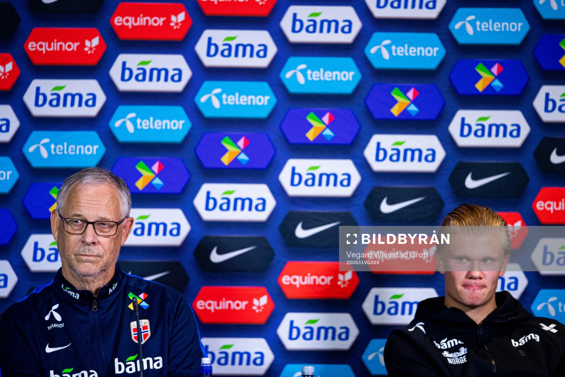 Lars Lagerbäck, head coach, and Erling Braut Haaland of