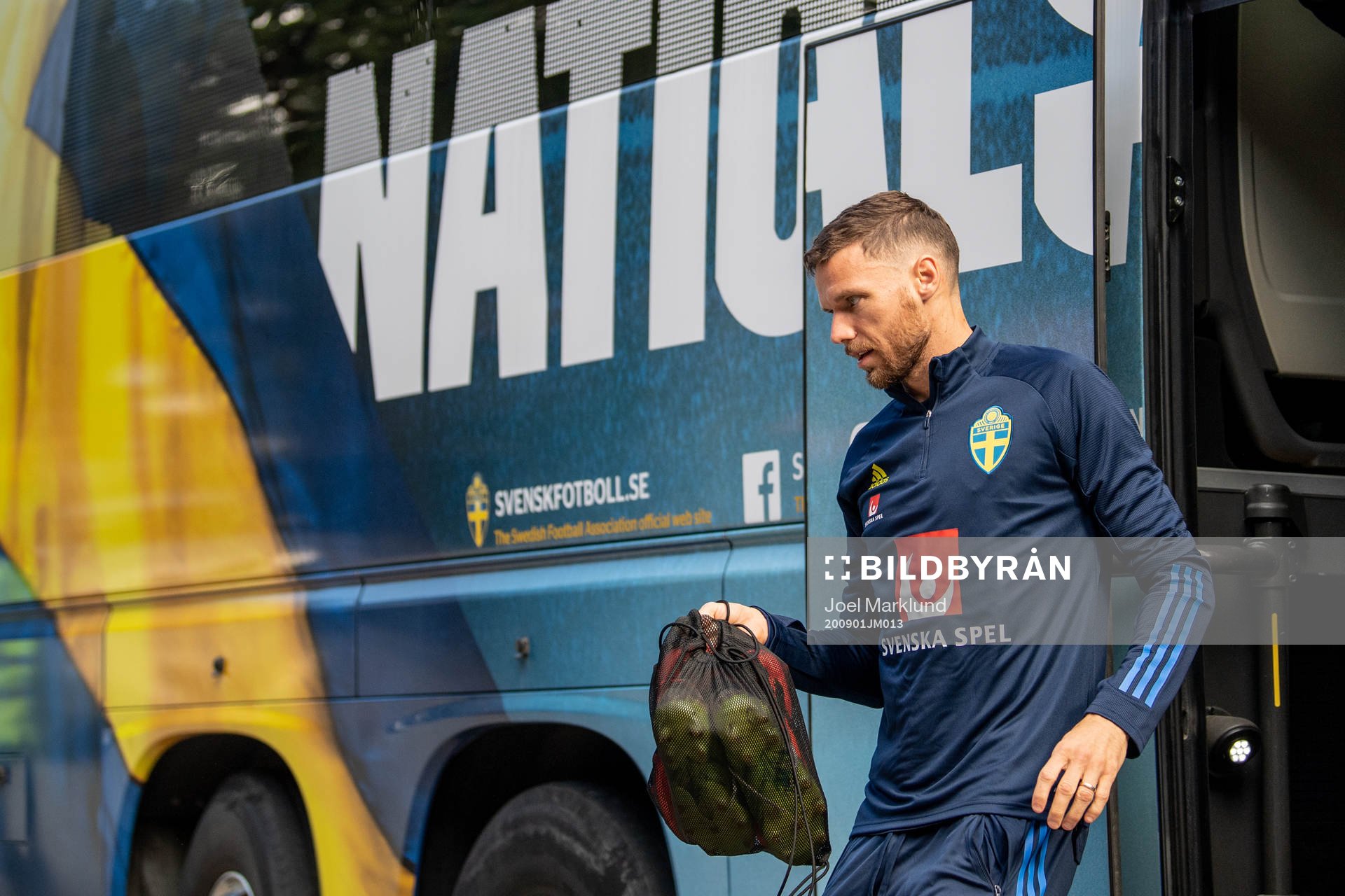 Marcus Berg of the Swedish national football team arrives