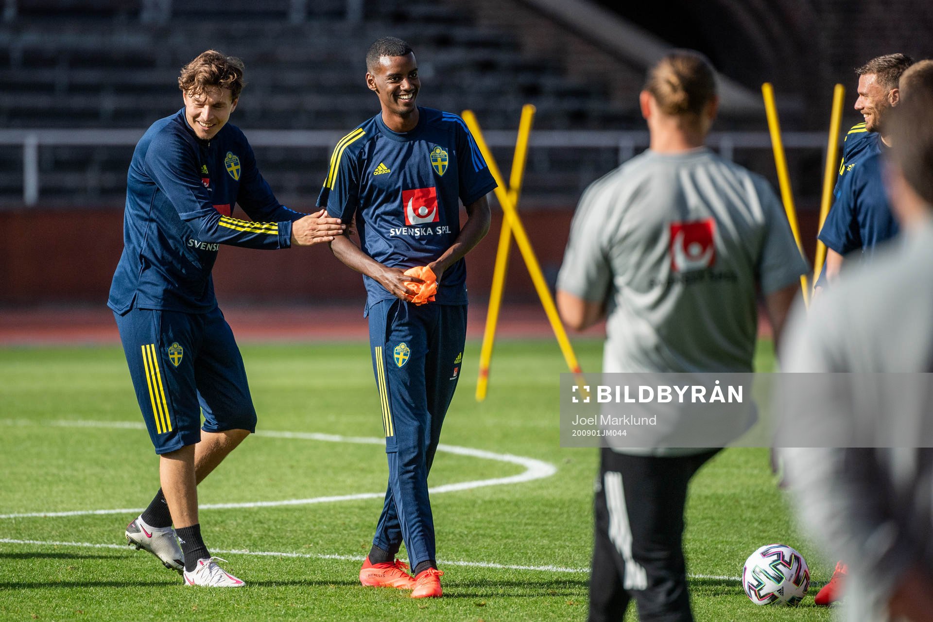 Victor Nilsson Lindelöf and Alexander Isak of the Swedish