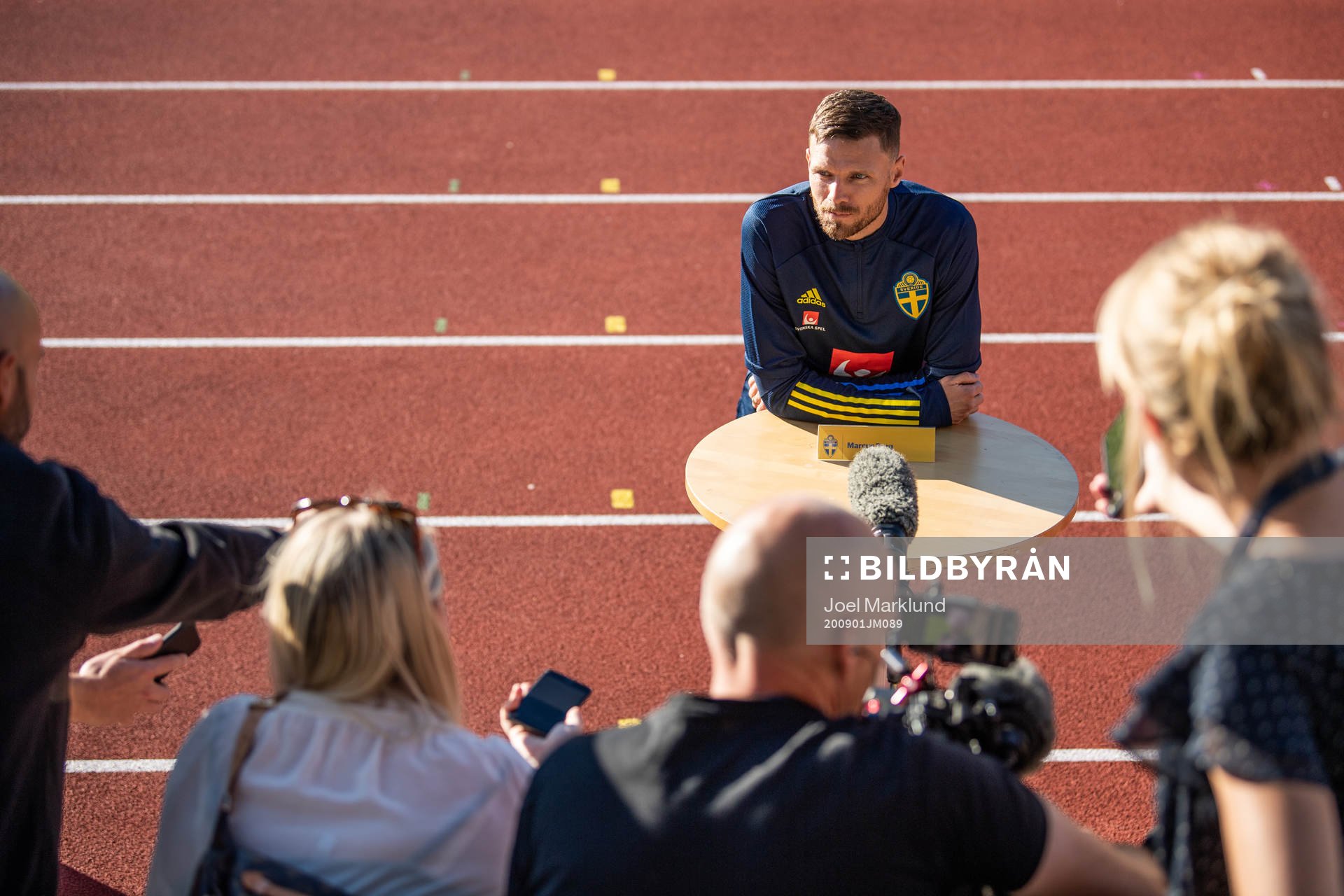 Marcus Berg of the Swedish national football team is being