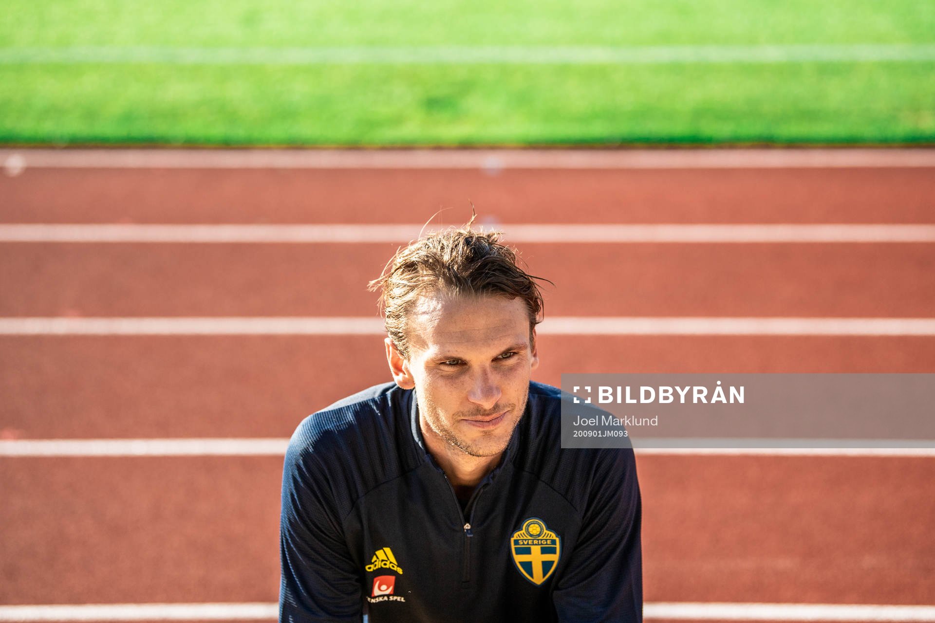Albin Ekdal of the Swedish national football team is being