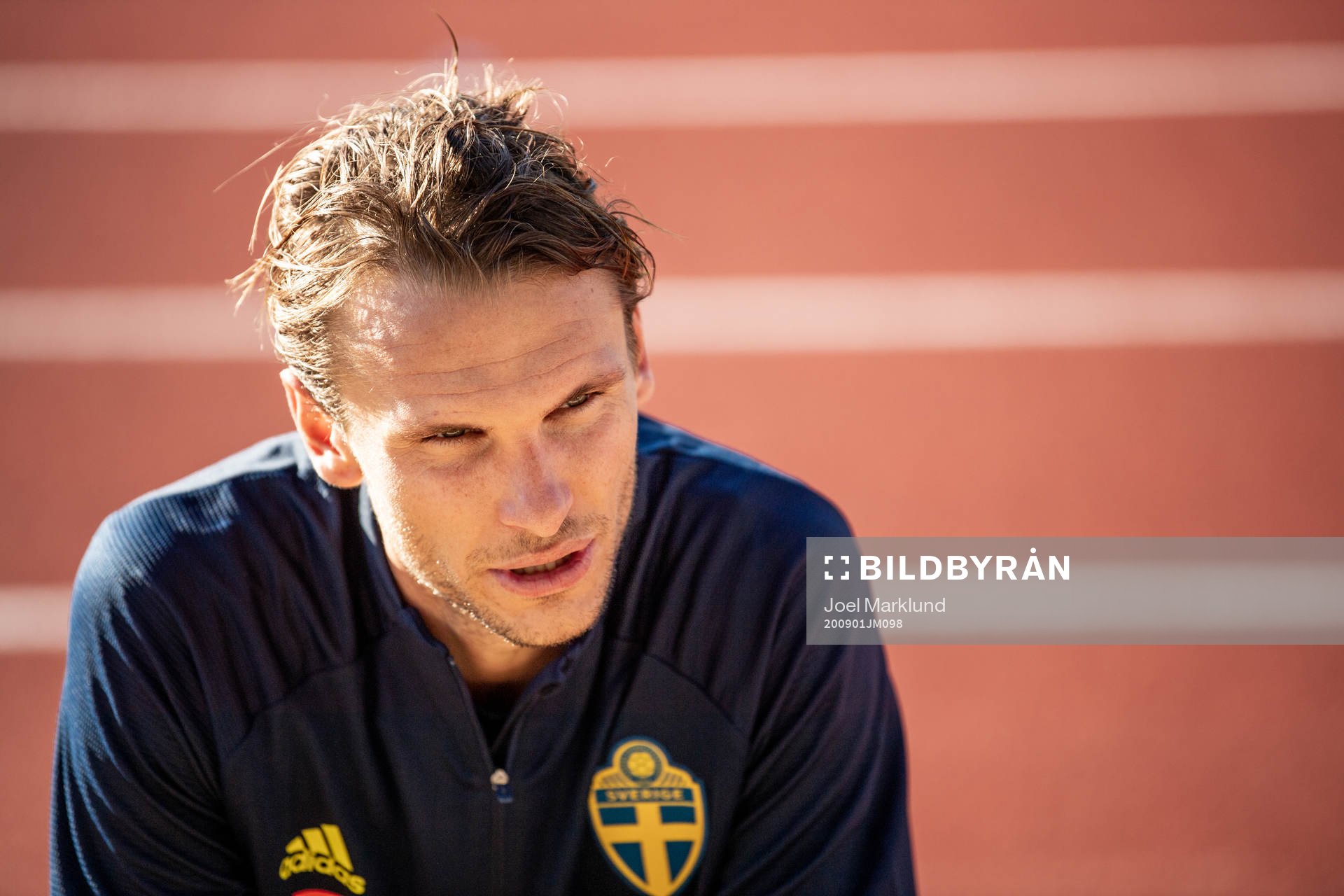 Albin Ekdal of the Swedish national football team is being